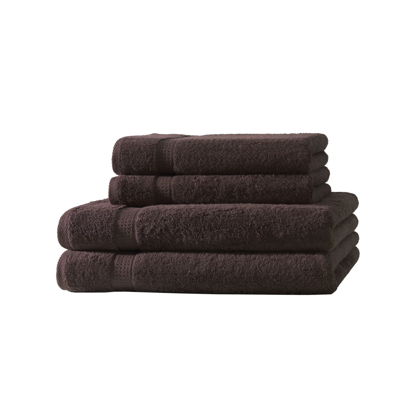 4er Set 2X Handtuch + 2X Duschtuch in Kaffeebraun | 500g/m² | 100% Baumwolle