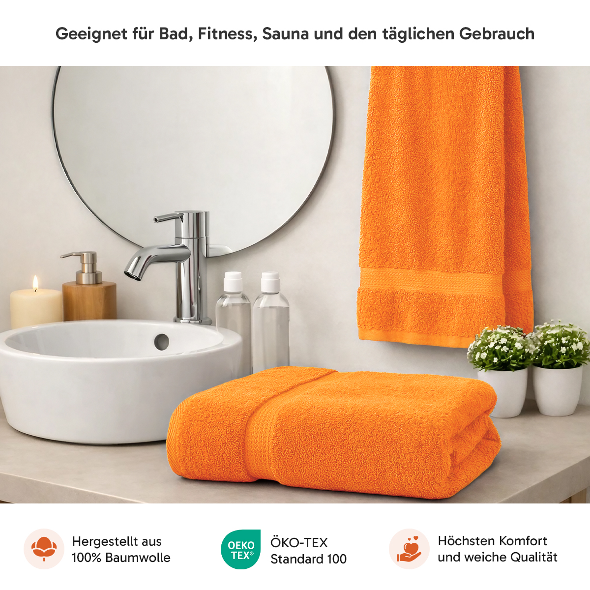 4er Set 2X Handtuch + 2X Duschtuch in Terra | 500g/m² | 100% Baumwolle