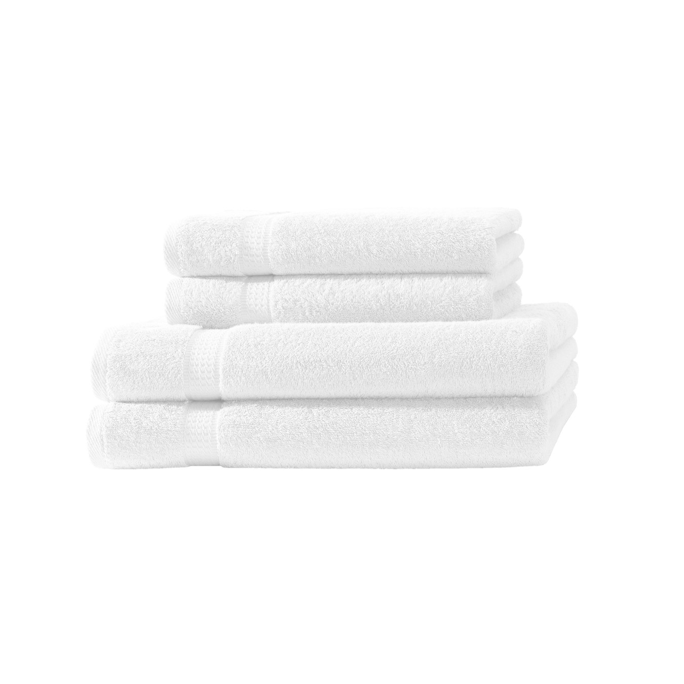 4er Set 2X Handtuch + 2X Duschtuch in Weiss| 500g/m² | 100% Baumwolle