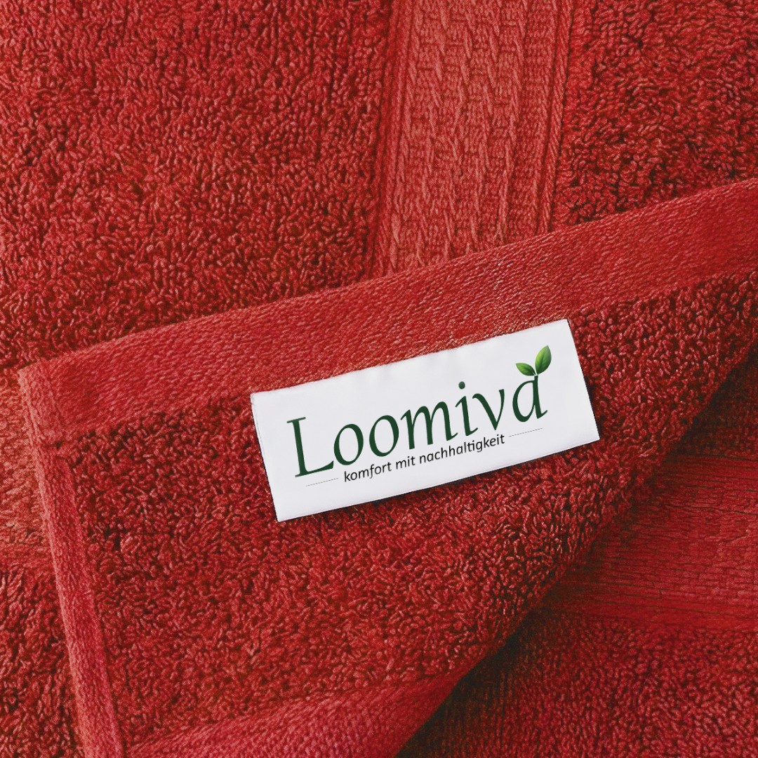 Loomiva Frottier Set 4x Handtuch + 2X Duschtuch | 500g/m² | 100% Baumwolle | Extra Weich | Öko-TEX Standard 100 | Rot