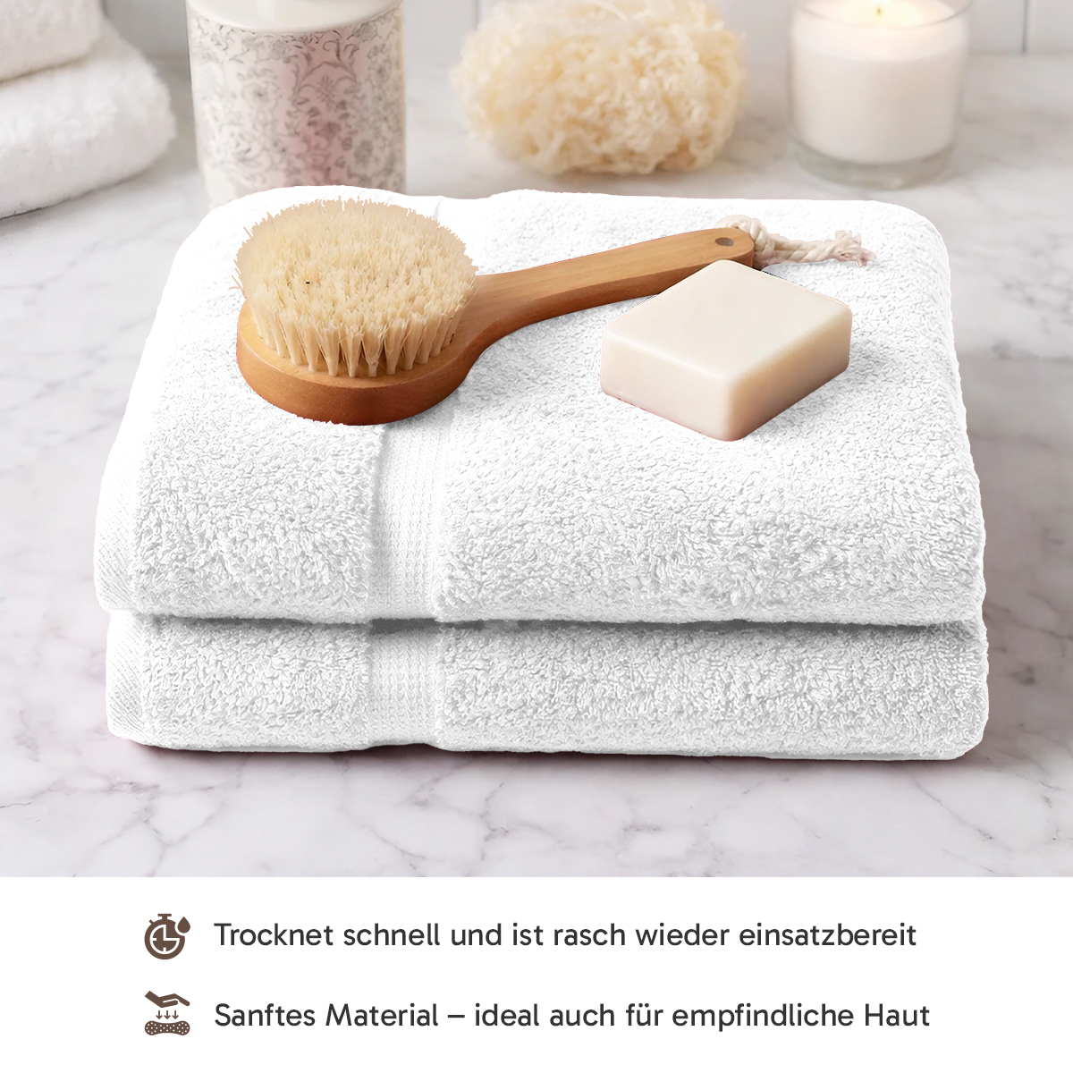 4er Set Handtuch in Weiss | 500g/m² | 100% Baumwolle