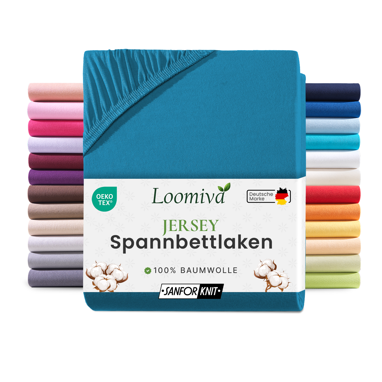 Jersey Spannbettlaken 140gsm in große 90-100x200+30 cm | Petrol Farbe