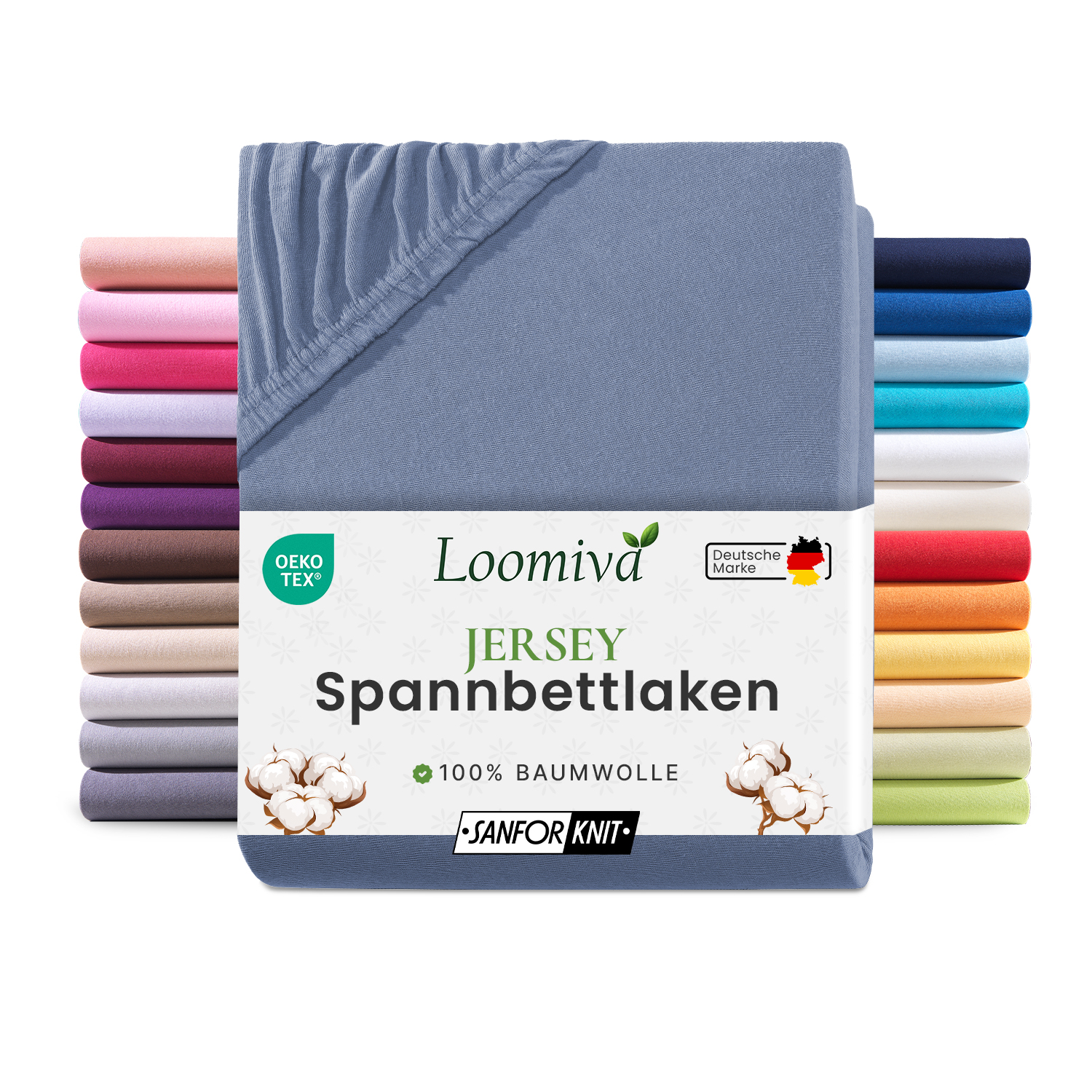 Jersey Spannbettlaken 140gsm in große 90-100x200+30 cm | Rauchblau Farbe