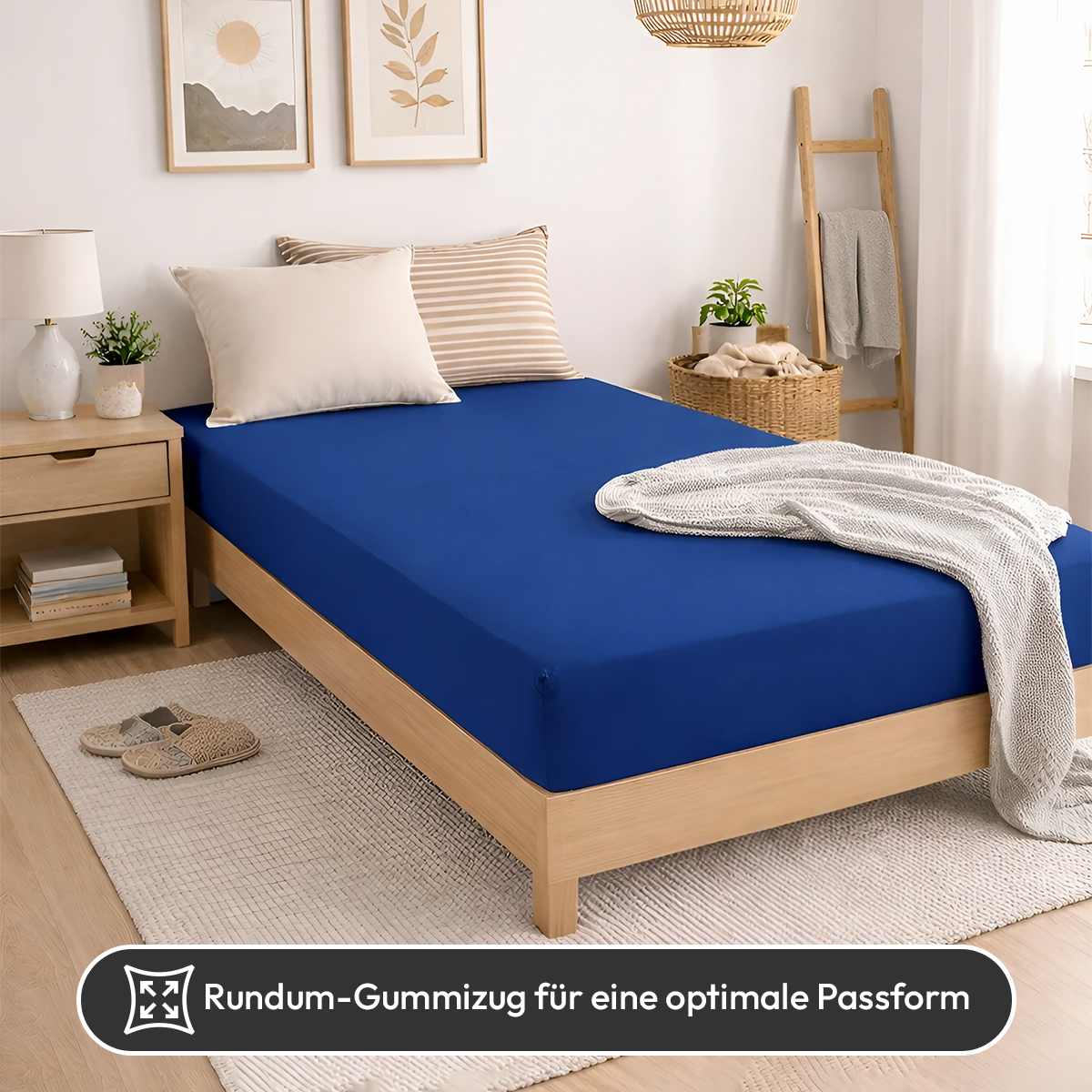 Jersey Spannbettlaken 140gsm in große 90-100x200+30 cm | Royal / Kobalt Farbe