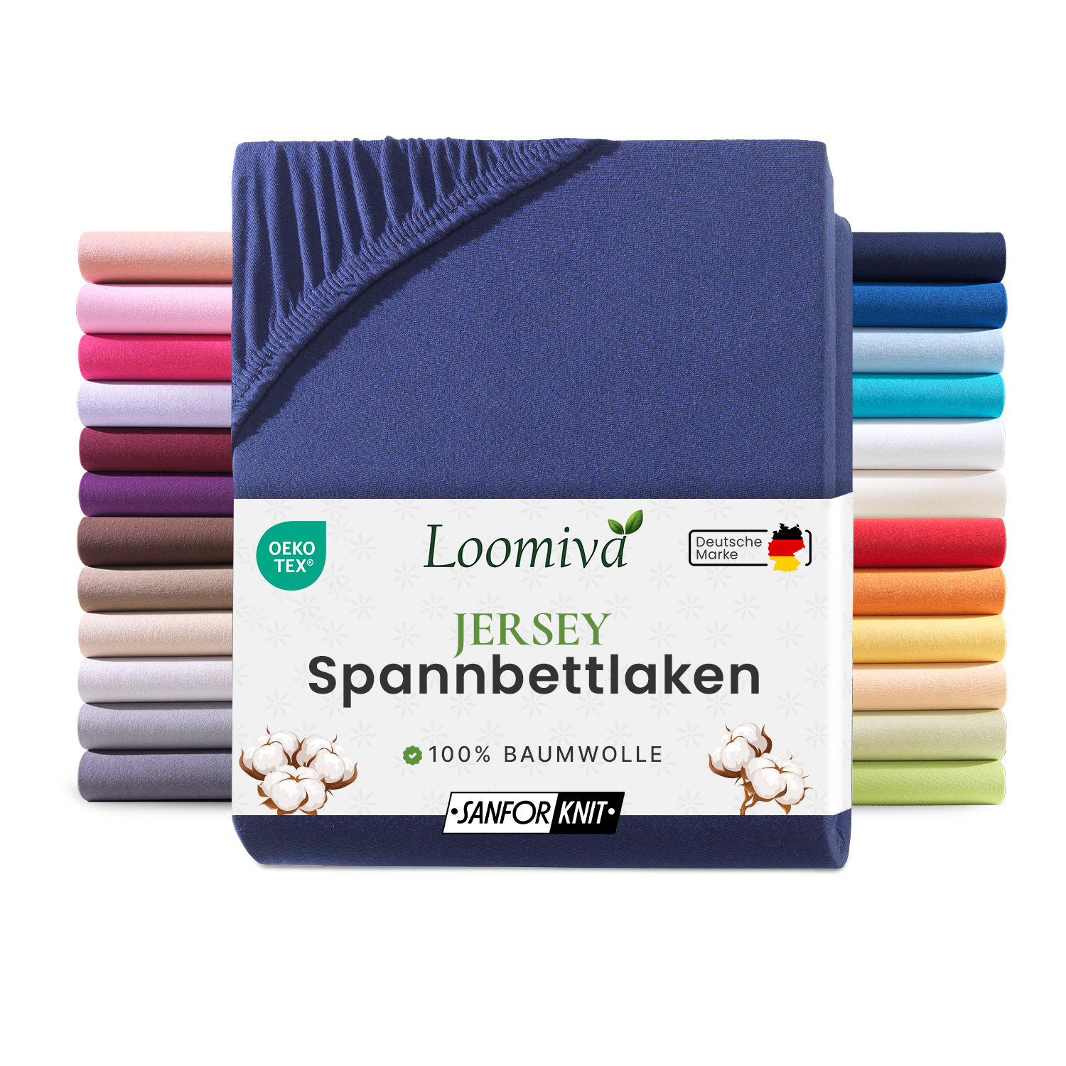 Jersey Spannbettlaken 140gsm in große 90-100x200+30 cm | Marine / Navy Farbe