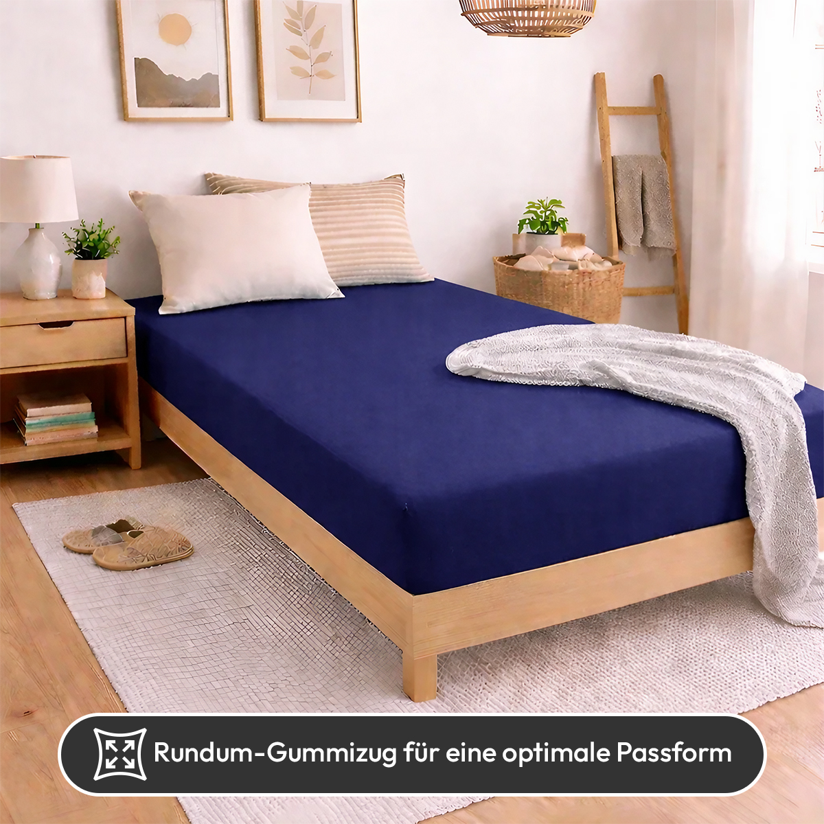 Jersey Spannbettlaken 140gsm in große 90-100x200+30 cm | Marine / Navy Farbe