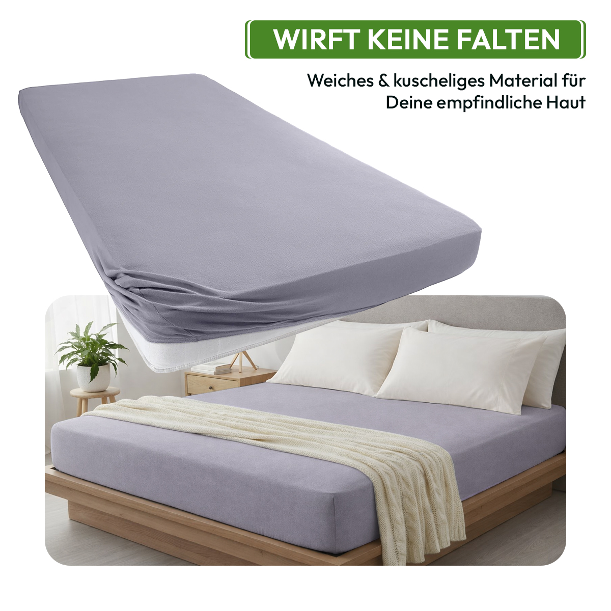 Jersey Spannbettlaken 140gsm in große 90-100x200+30 cm | Grau / Platin Farbe