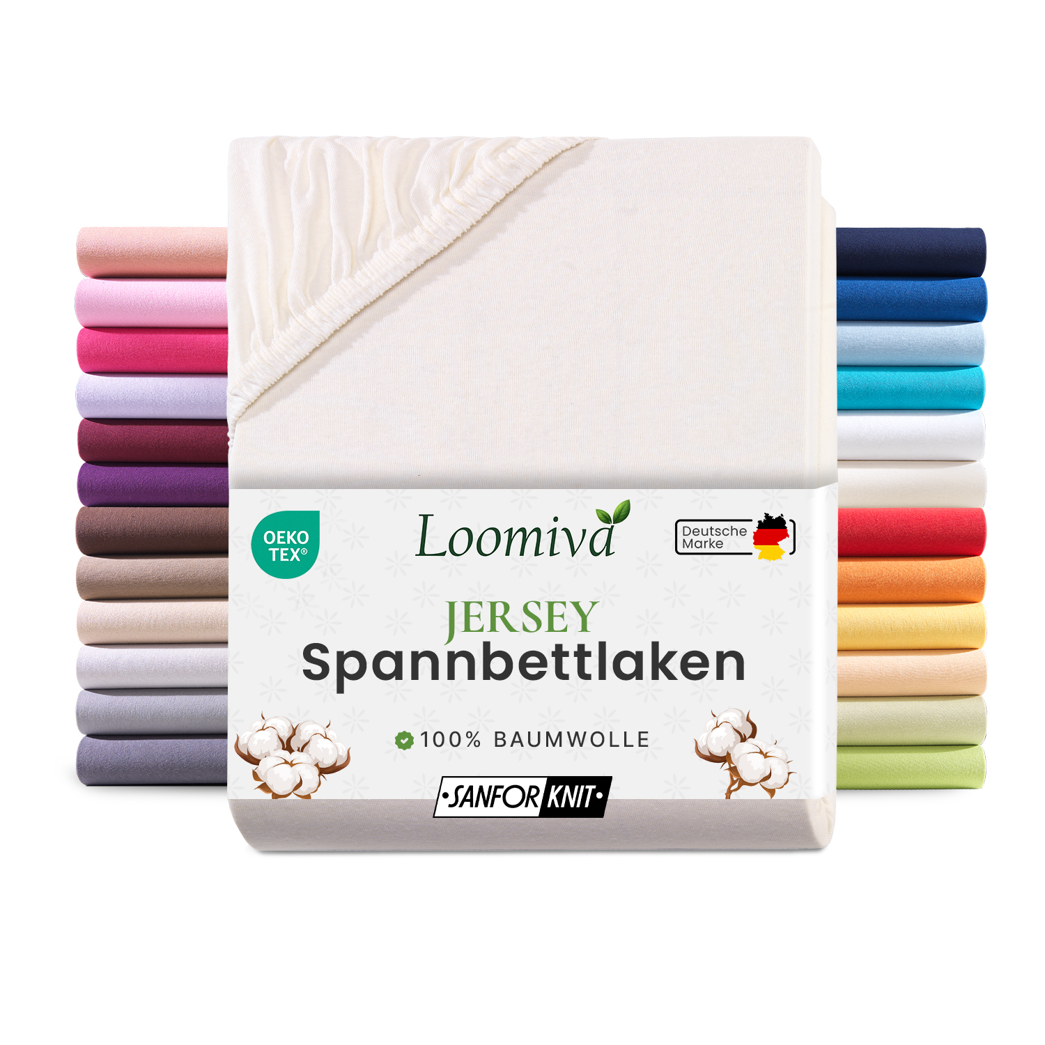 Jersey Spannbettlaken 140gsm in große 140-160x200+30 cm | Natur / Ecru Farbe