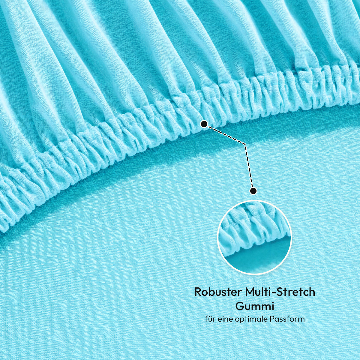 Jersey Spannbettlaken 140gsm in große 140-160x200+30 cm | Aqua / Lagune Farbe