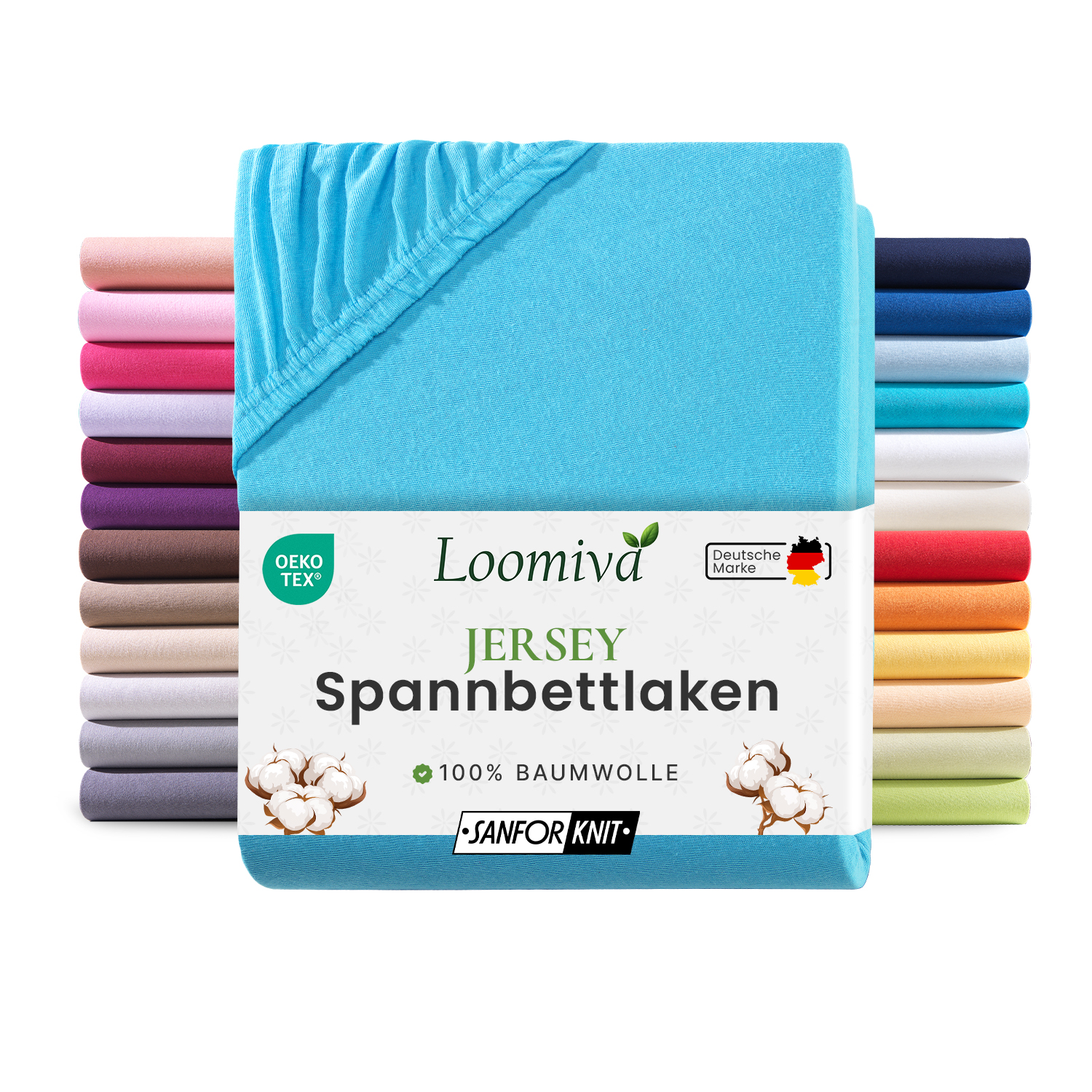 Jersey Spannbettlaken 140gsm in große 140-160x200+30 cm | Tuerkis Farbe