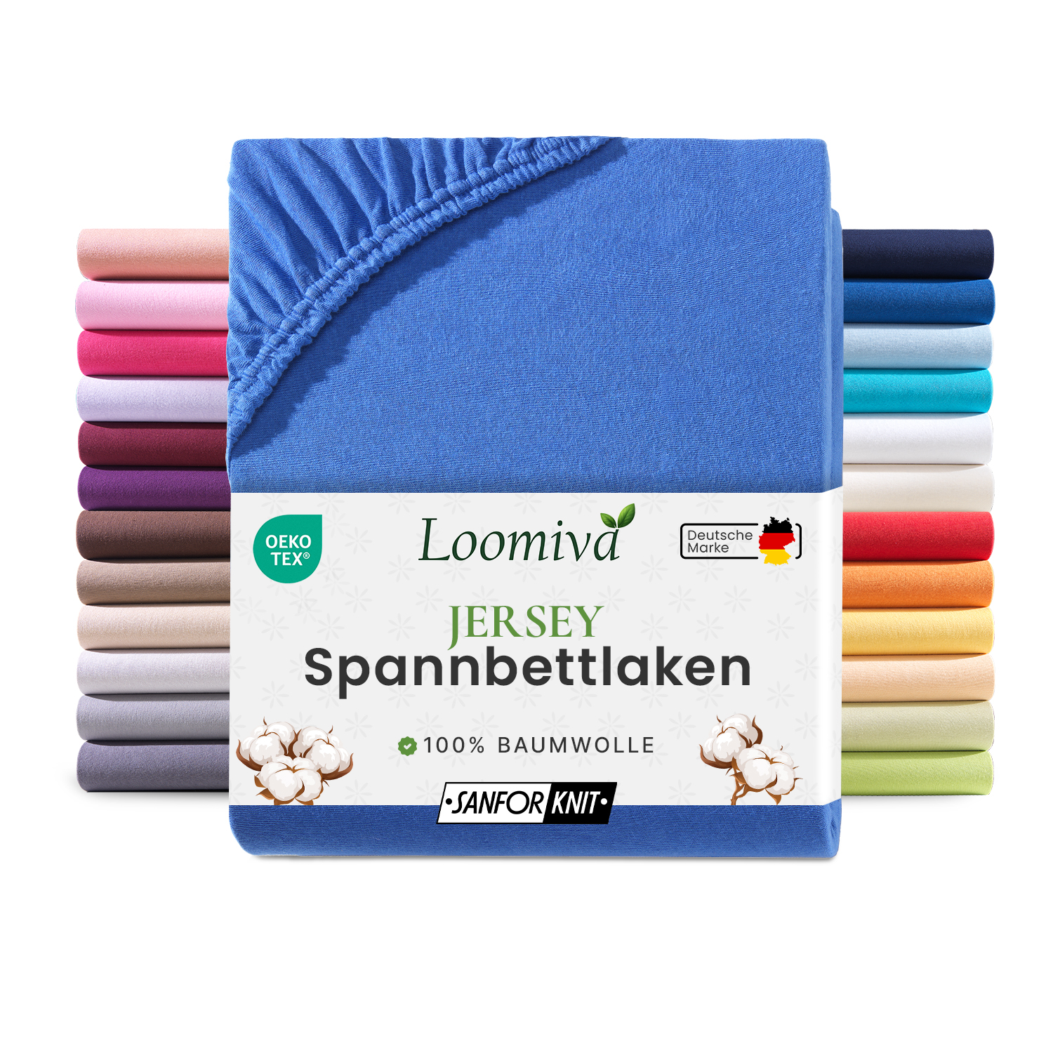 Jersey Spannbettlaken 140gsm in große 140-160x200+30 cm | Royal / Kobalt Farbe