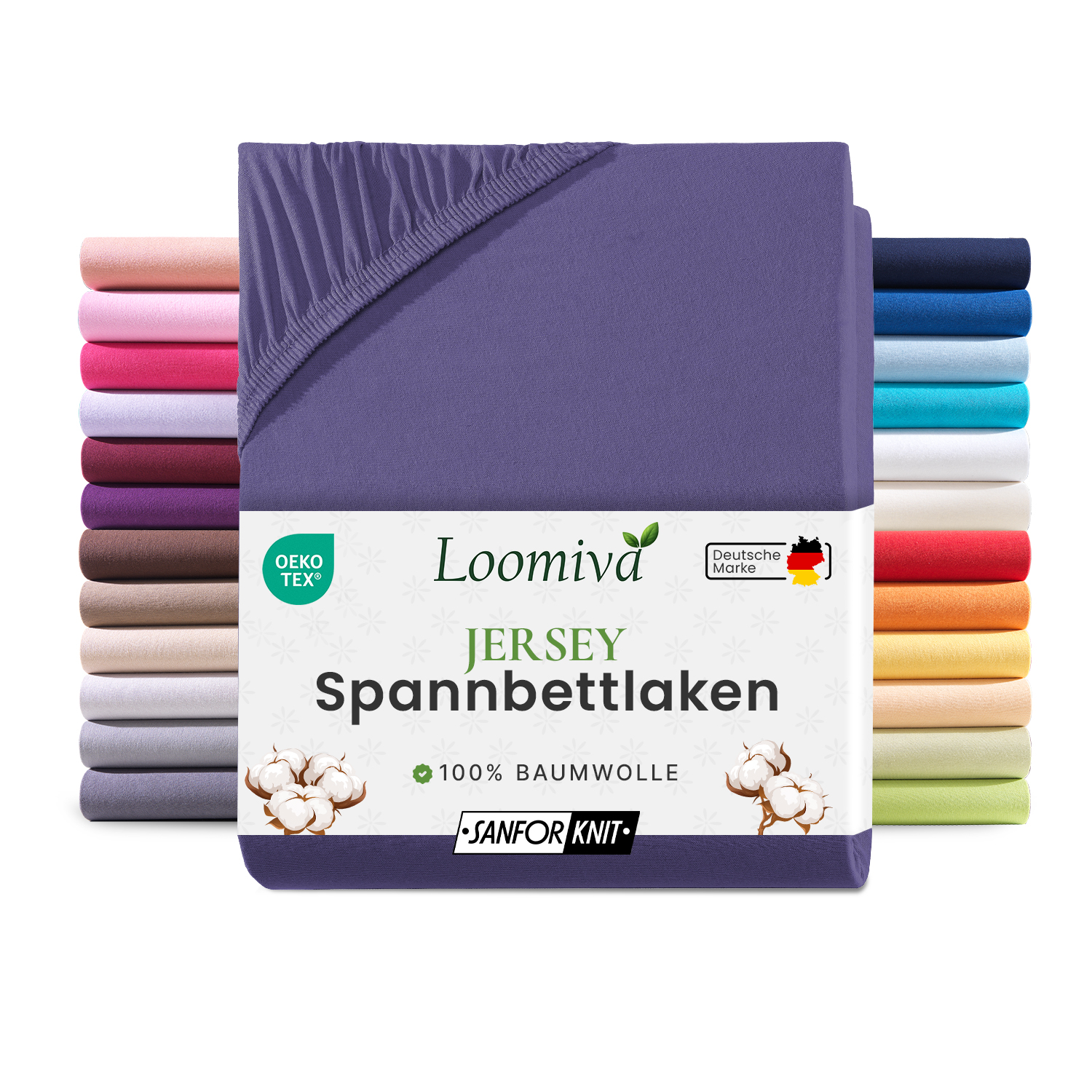 Jersey Spannbettlaken 140gsm in große 140-160x200+30 cm | Violett / Lila Farbe