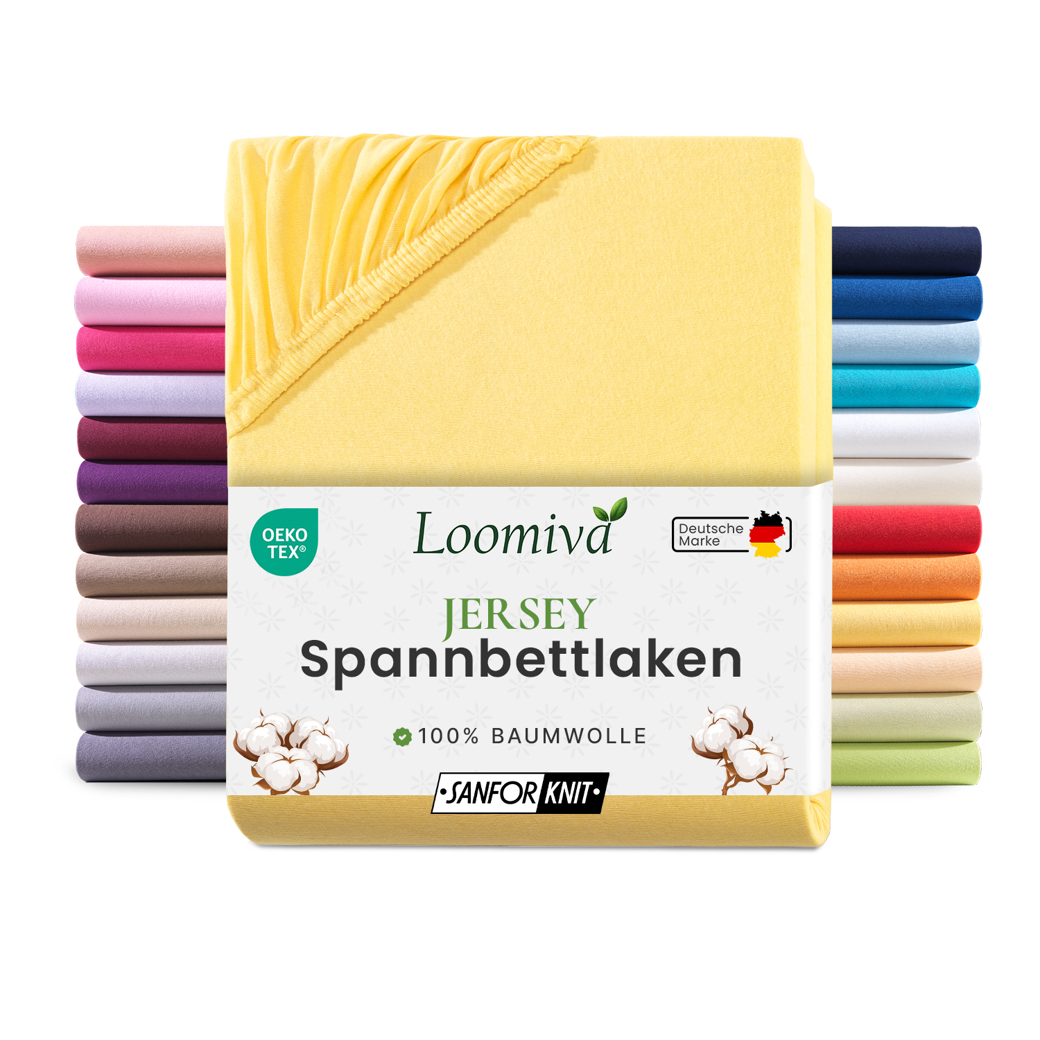 Jersey Spannbettlaken 140gsm in große 140-160x200+30 cm | Gelb / Vanille Farbe