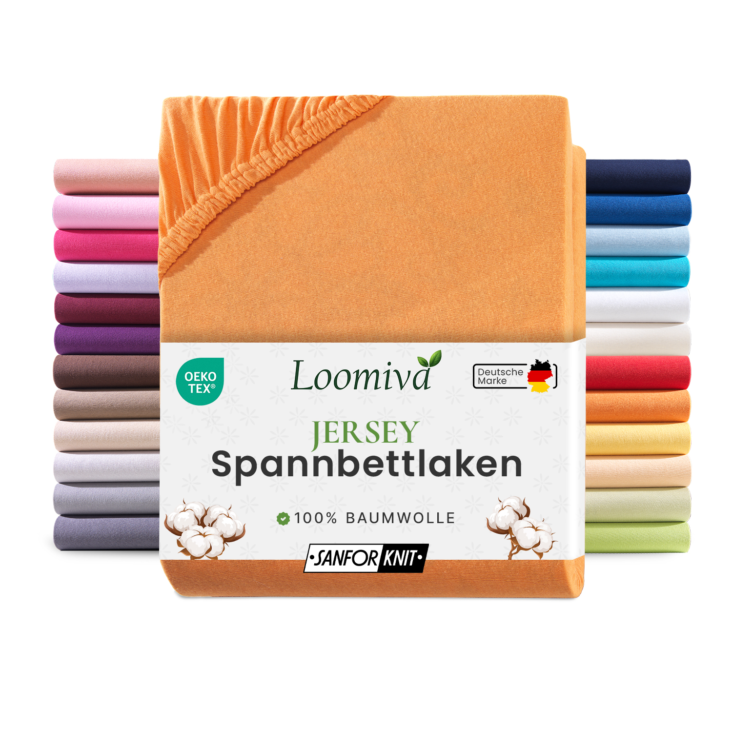 Jersey Spannbettlaken 140gsm in große 140-160x200+30 cm | Orange Farbe