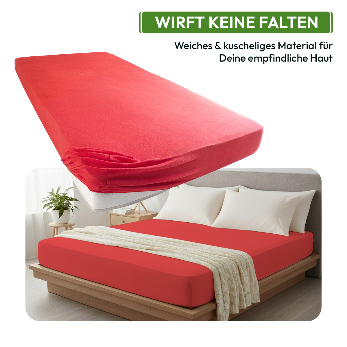 Jersey Spannbettlaken 140gsm in große 140-160x200+30 cm | Rot Farbe