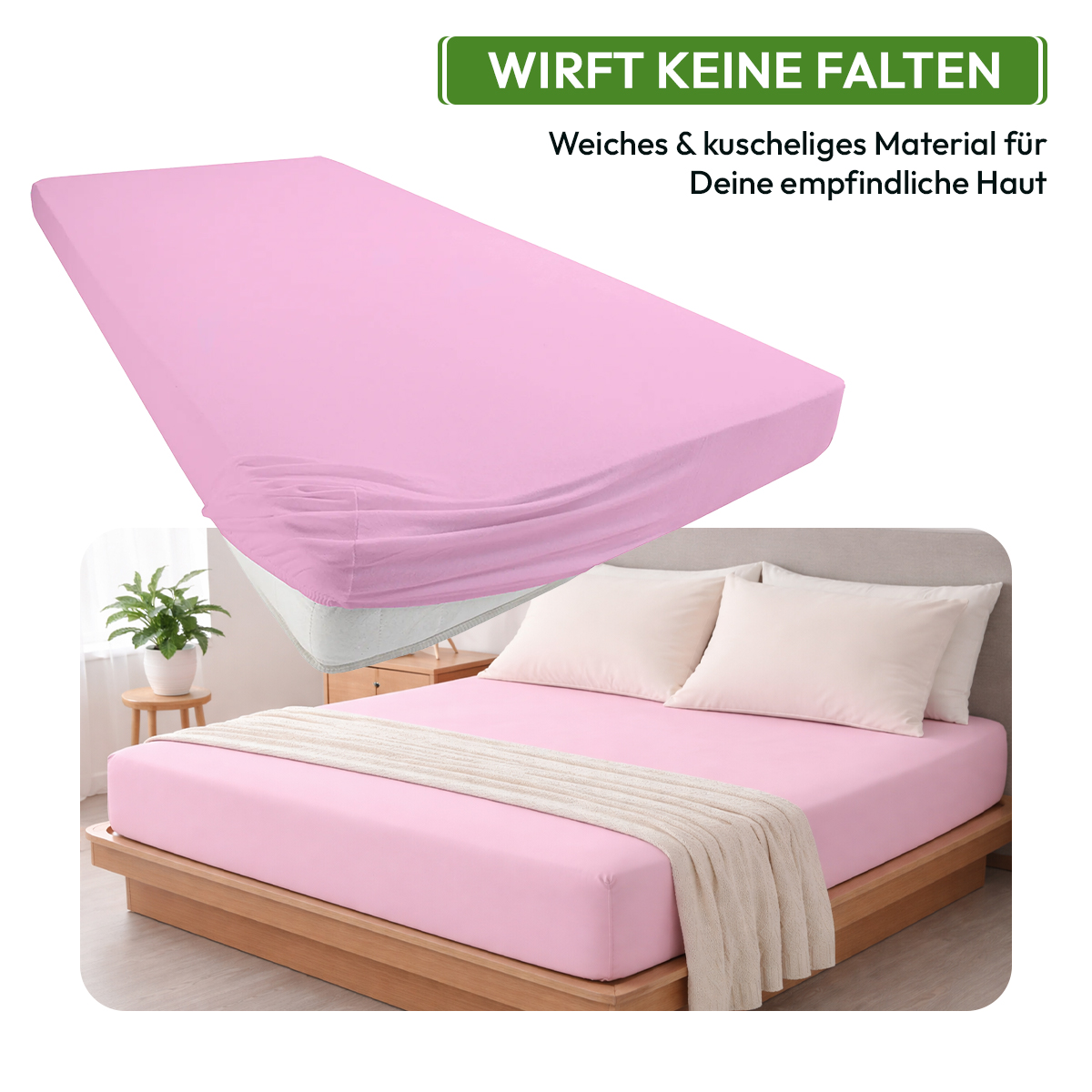 Jersey Spannbettlaken 140gsm in große 140-160x200+30 cm | Rosa  Farbe