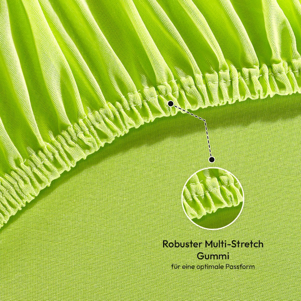 Jersey Spannbettlaken 140gsm in große 140-160x200+30 cm | Apfelgruen / Kiwi Farbe
