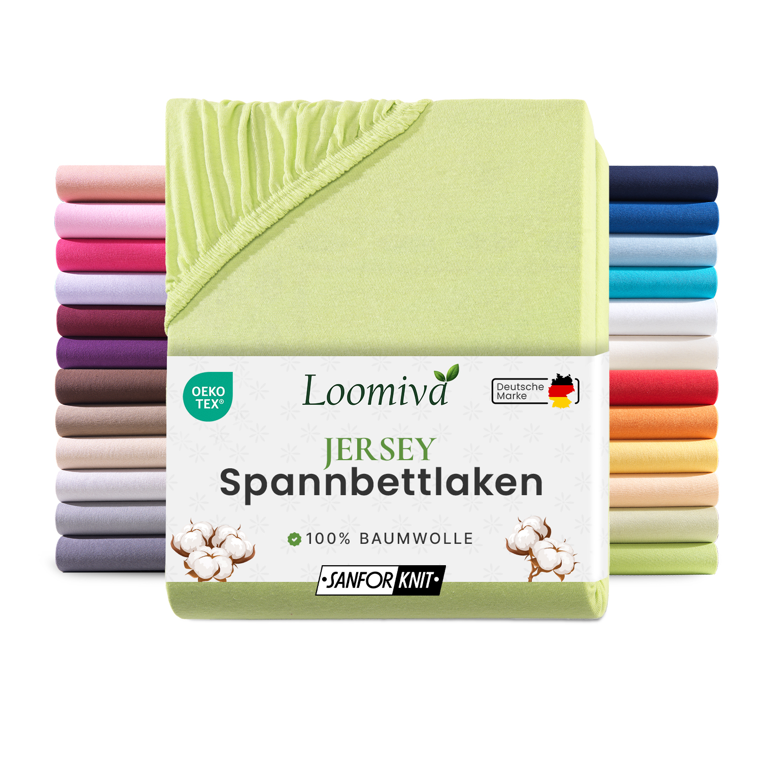 Jersey Spannbettlaken 140gsm in große 140-160x200+30 cm | Apfelgruen / Kiwi Farbe