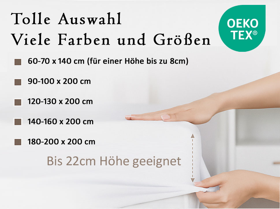 Jersey Spannbettlaken 140gsm in große 140-160x200+30 cm | Mint Farbe