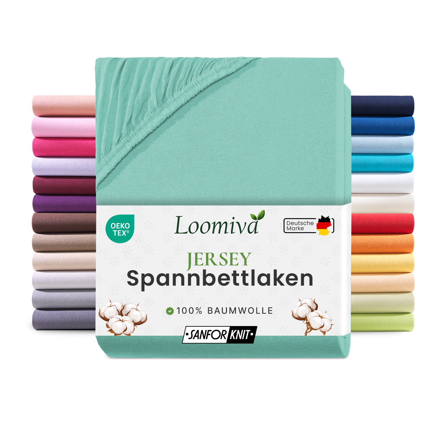 Jersey Spannbettlaken 140gsm in große 140-160x200+30 cm | Mint Farbe