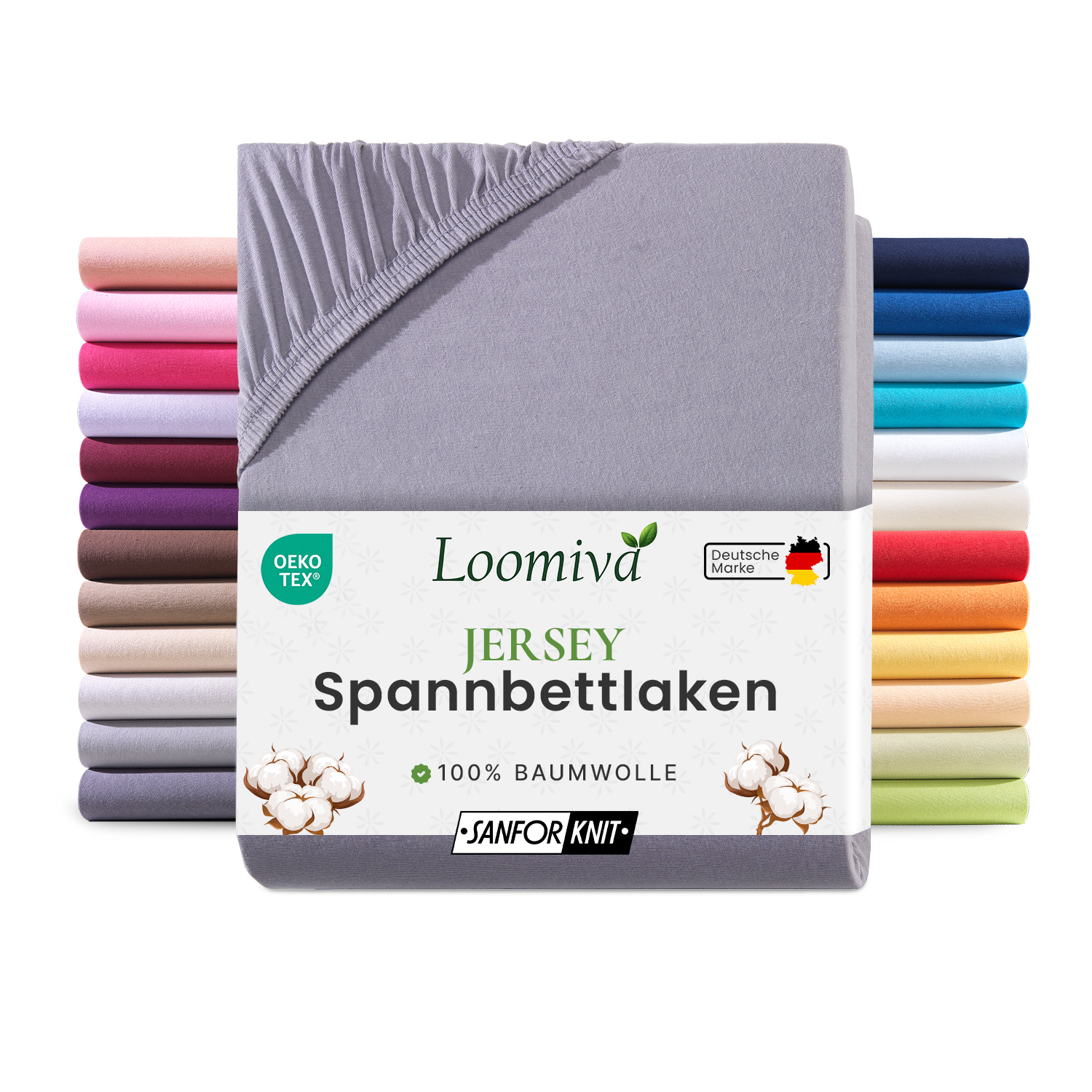 Jersey Spannbettlaken 140gsm in große 140-160x200+30 cm | Grau / Platin Farbe