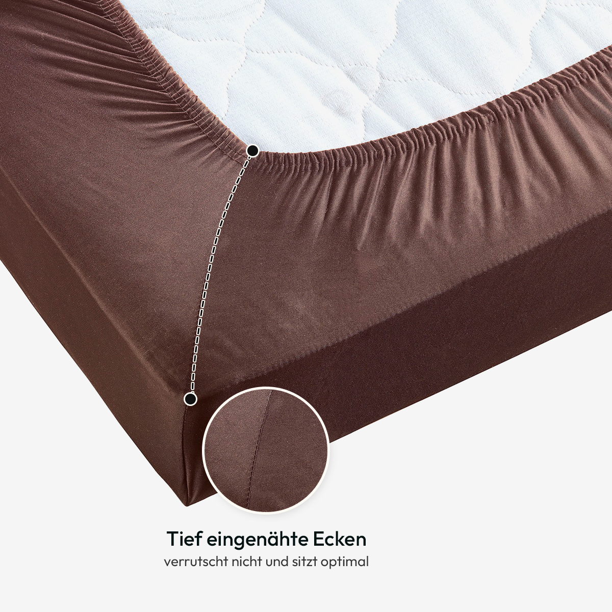 Jersey Spannbettlaken 140gsm in große 140-160x200+30 cm | Schokobraun Farbe