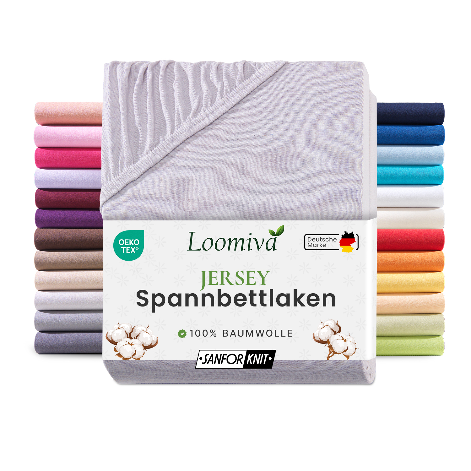 Jersey Spannbettlaken 140gsm in große 140-160x200+30 cm | Silber / Hellgrau Farbe