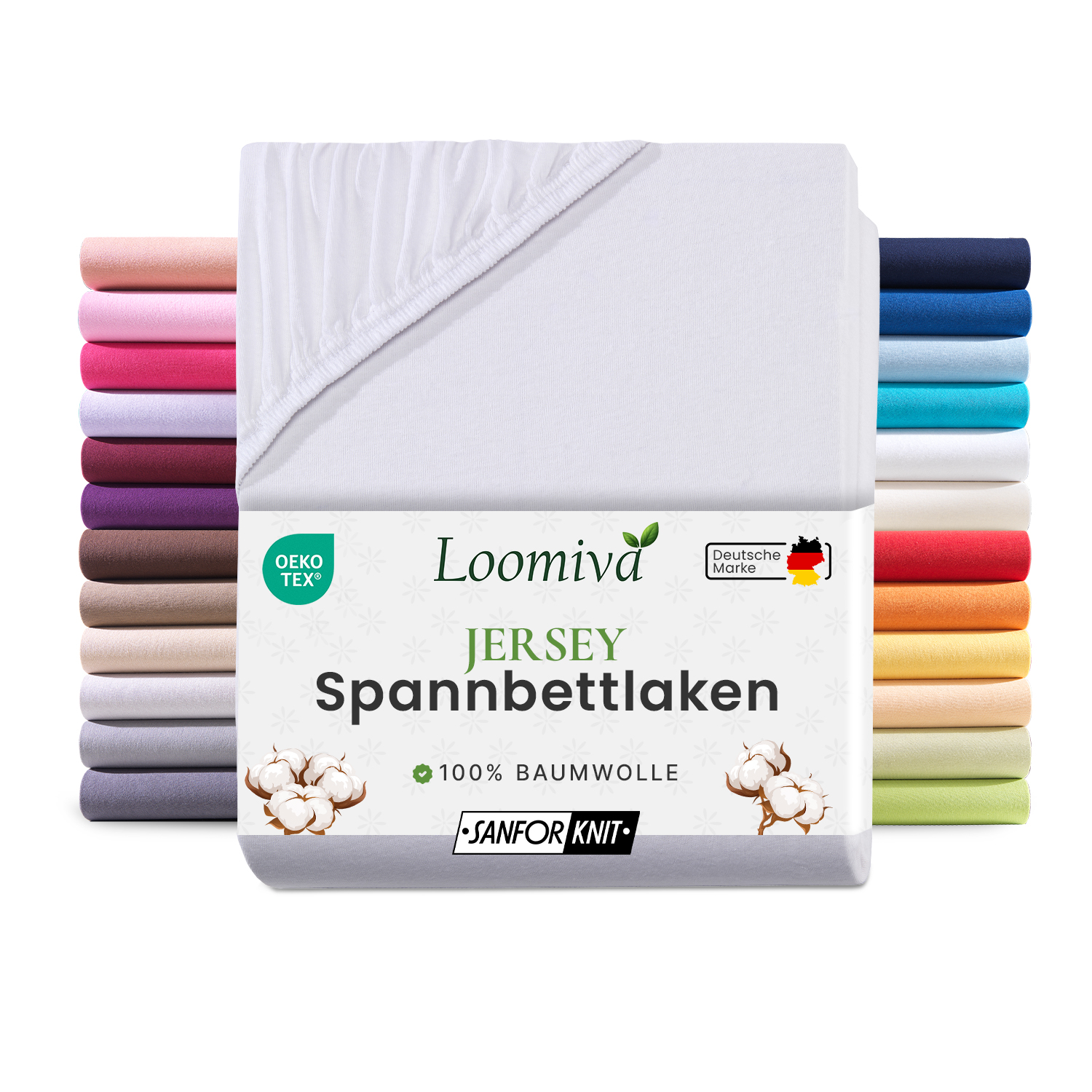 Jersey Spannbettlaken 140gsm in große 180-200x200+30 cm | Weiss Farbe