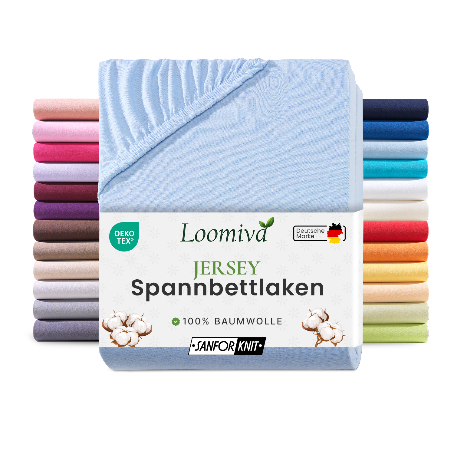 Jersey Spannbettlaken 140gsm in große 180-200x200+30 cm | Bleu / Hellblau Farbe