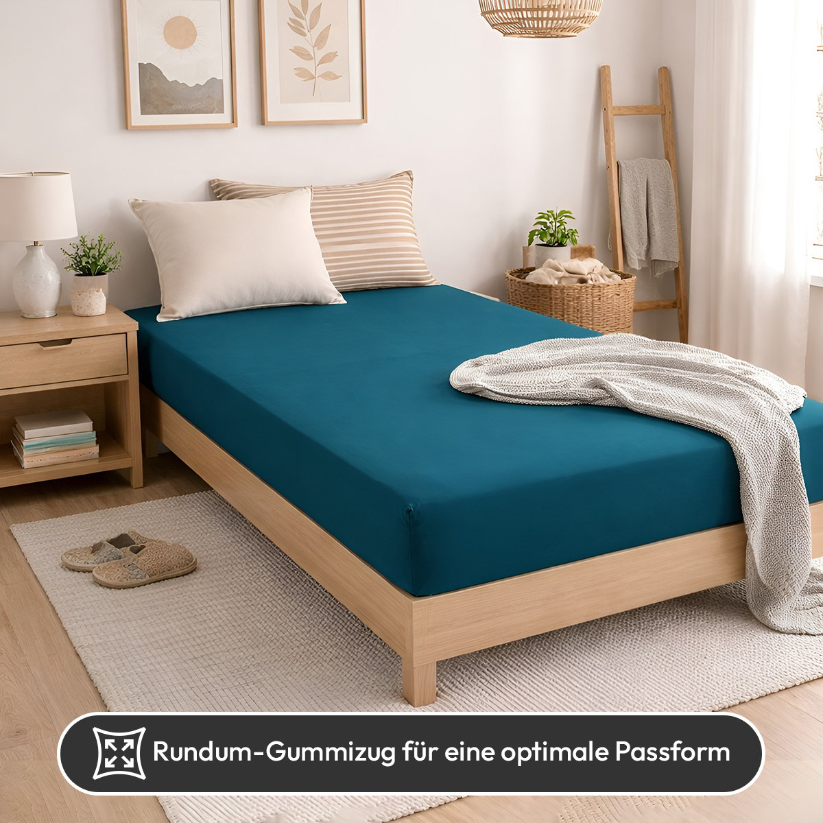 Jersey Spannbettlaken 140gsm in große 180-200x200+30 cm | Petrol Farbe