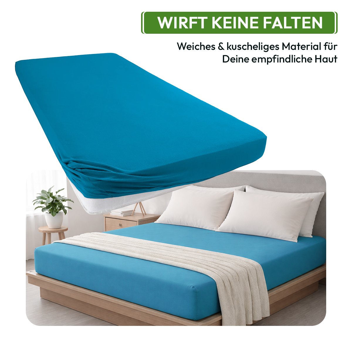 Jersey Spannbettlaken 140gsm in große 180-200x200+30 cm | Petrol Farbe