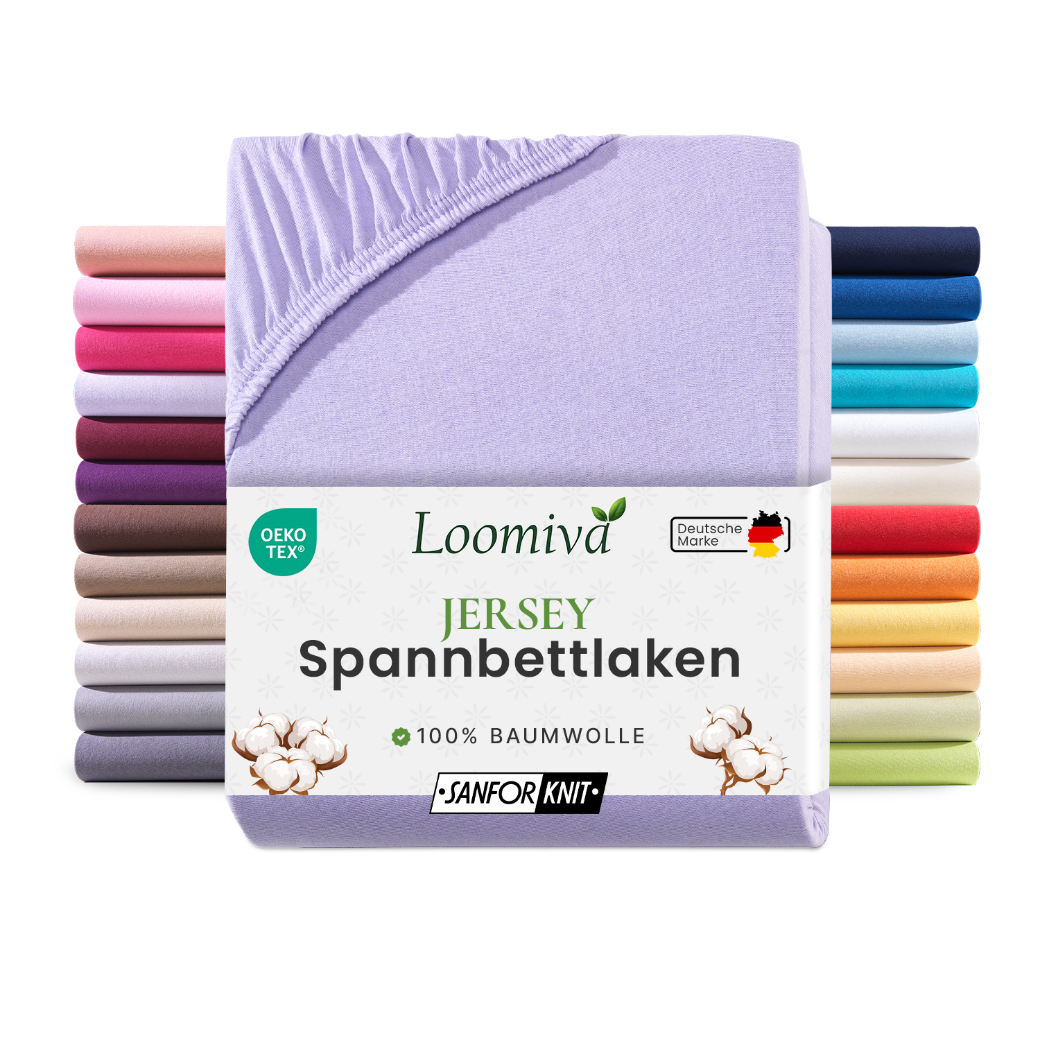 Jersey Spannbettlaken 140gsm in große 180-200x200+30 cm | Flieder Farbe