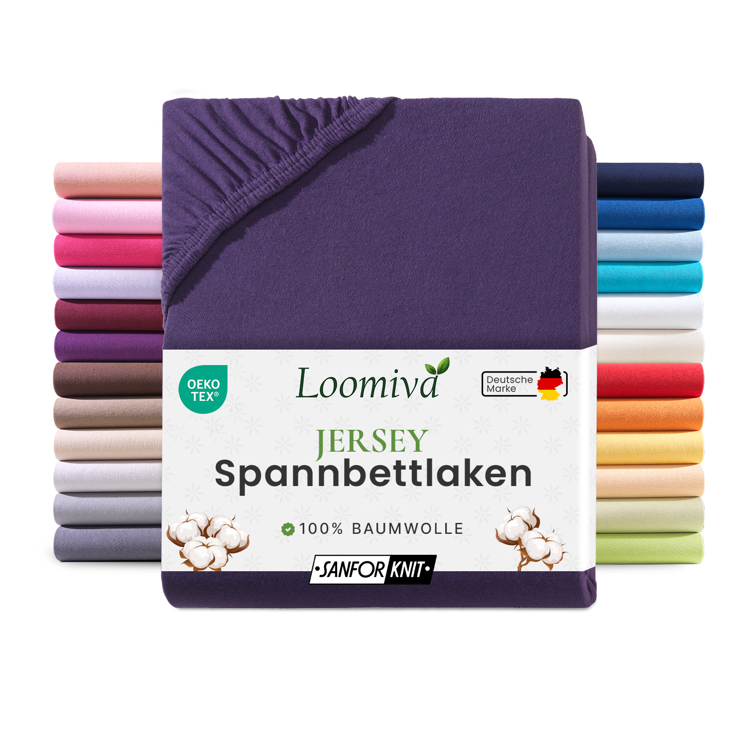 Jersey Spannbettlaken 140gsm in große 180-200x200+30 cm | Aubergine / Pflaume Farbe
