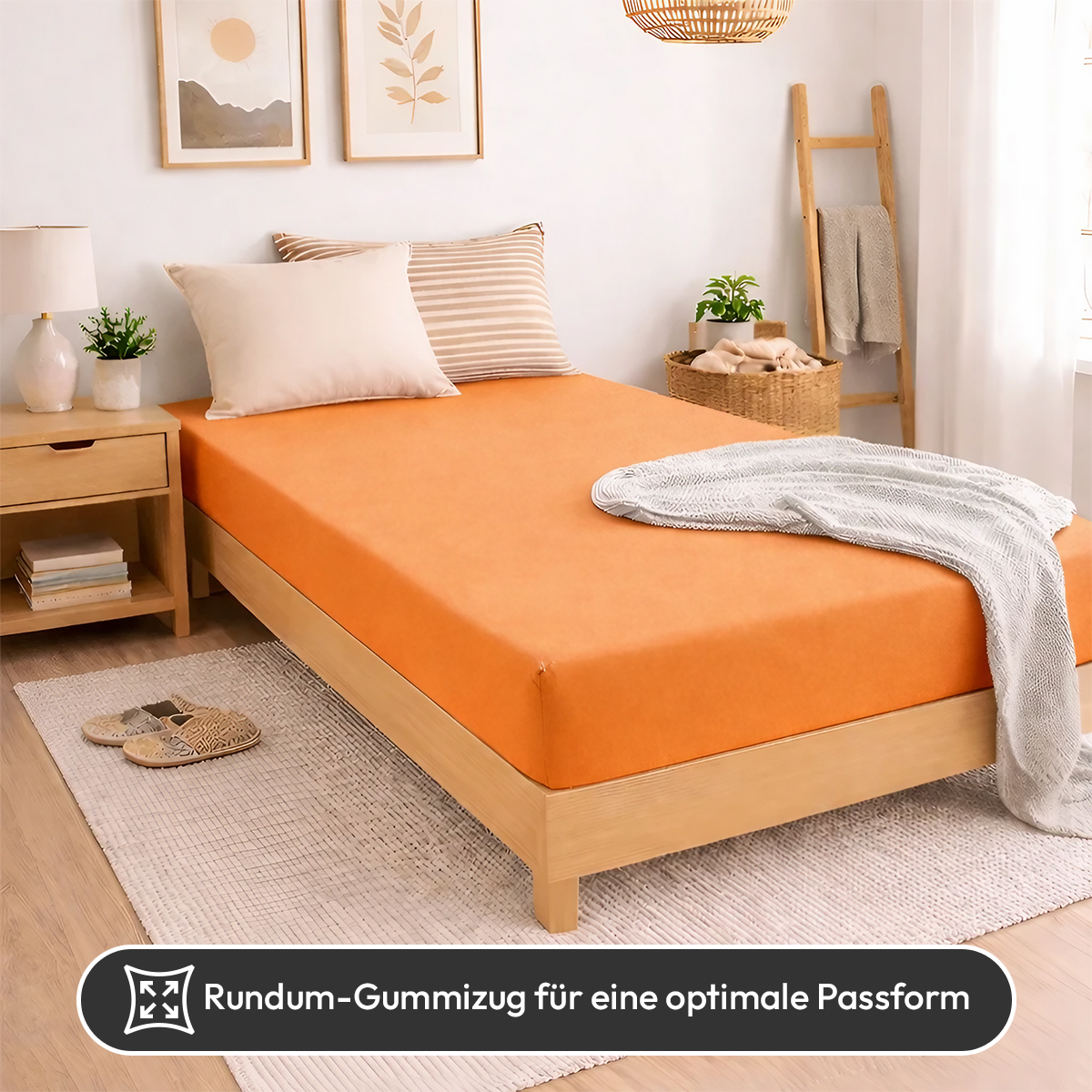 Jersey Spannbettlaken 140gsm in große 180-200x200+30 cm | Orange Farbe
