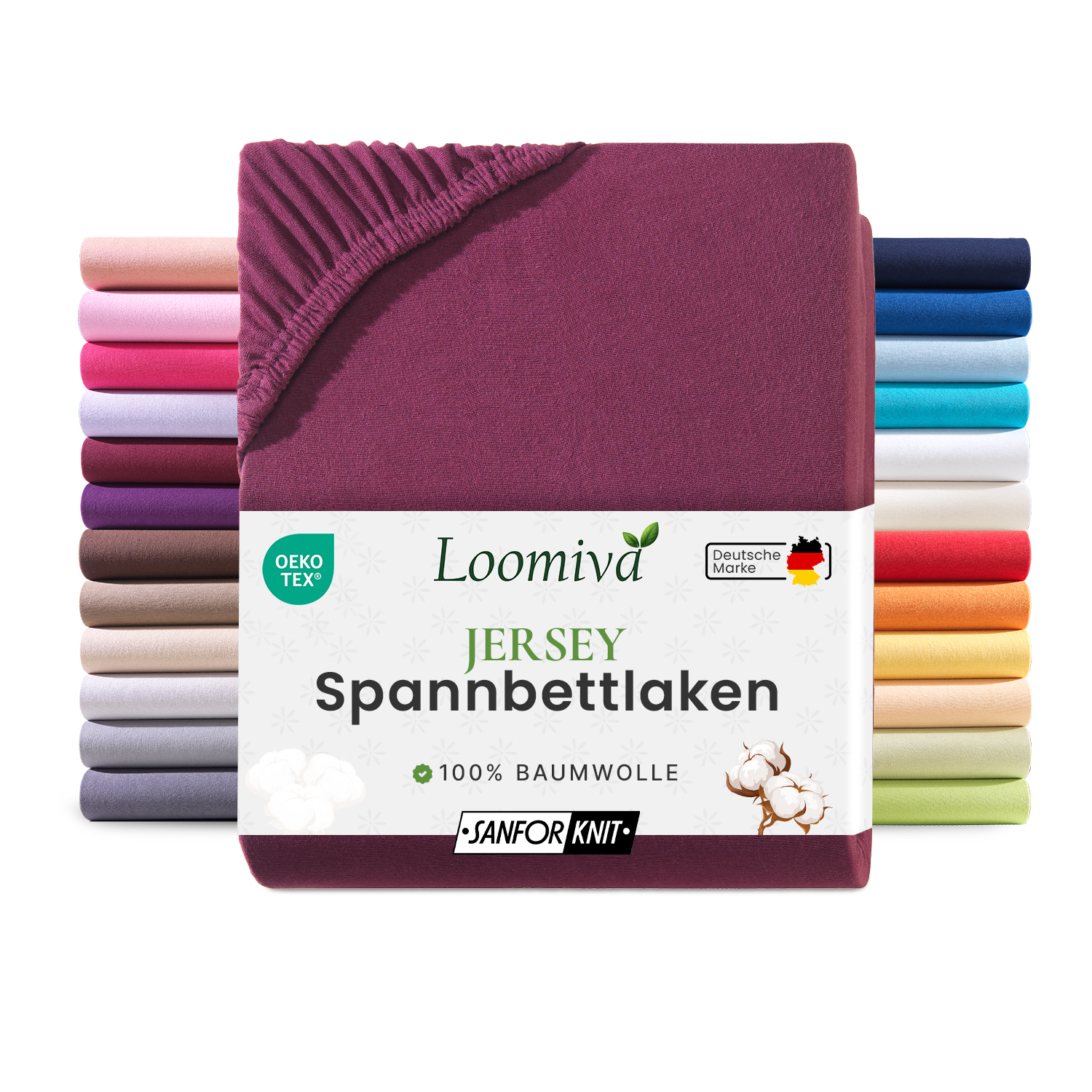 Jersey Spannbettlaken 140gsm in große 180-200x200+30 cm | Bordeaux / Weinrot Farbe
