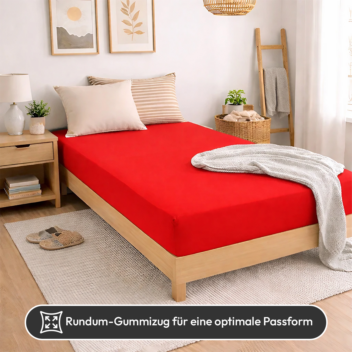 Jersey Spannbettlaken 140gsm in große 180-200x200+30 cm | Rot Farbe