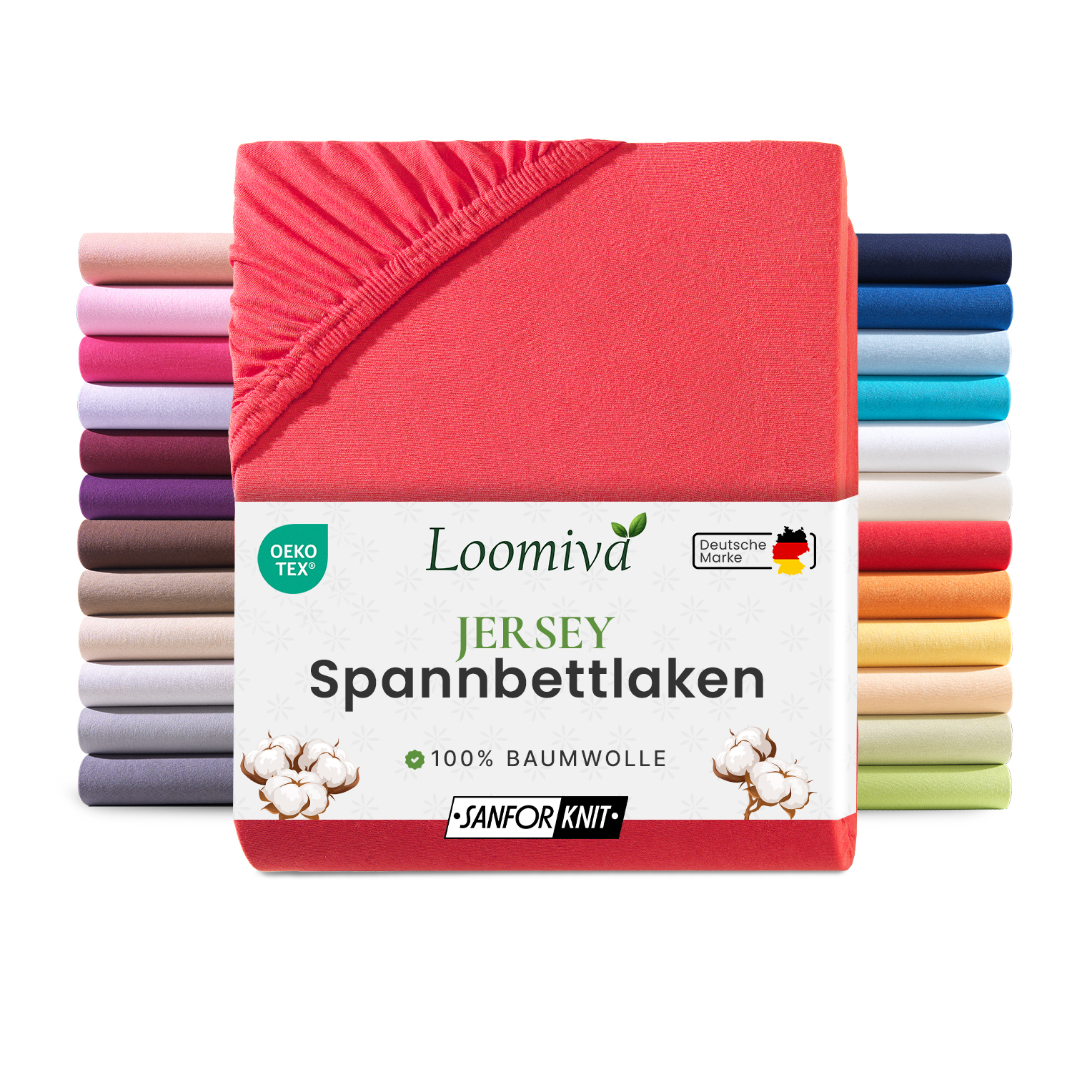 Jersey Spannbettlaken 140gsm in große 180-200x200+30 cm | Rot Farbe