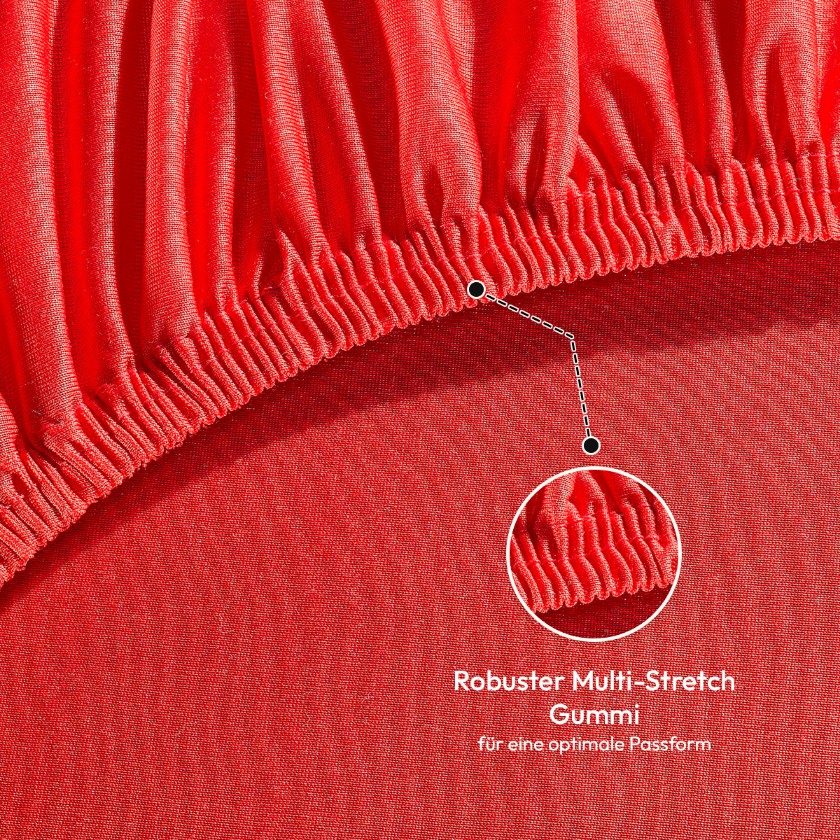Jersey Spannbettlaken 140gsm in große 180-200x200+30 cm | Rot Farbe