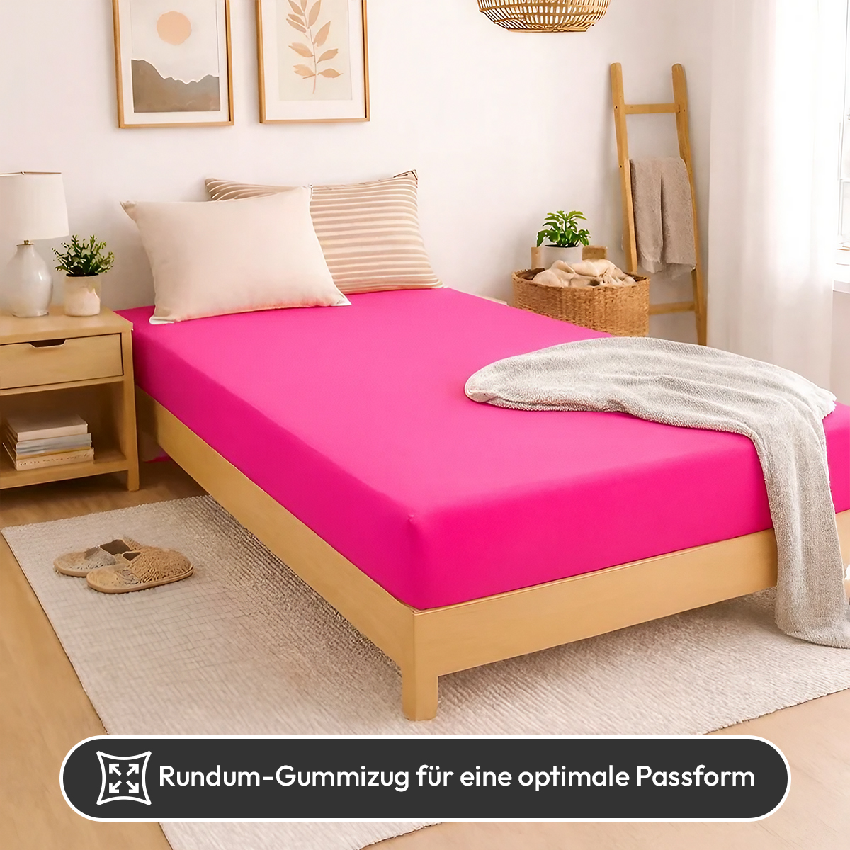 Jersey Spannbettlaken 140gsm in große 180-200x200+30 cm | Magenta / Pink Farbe