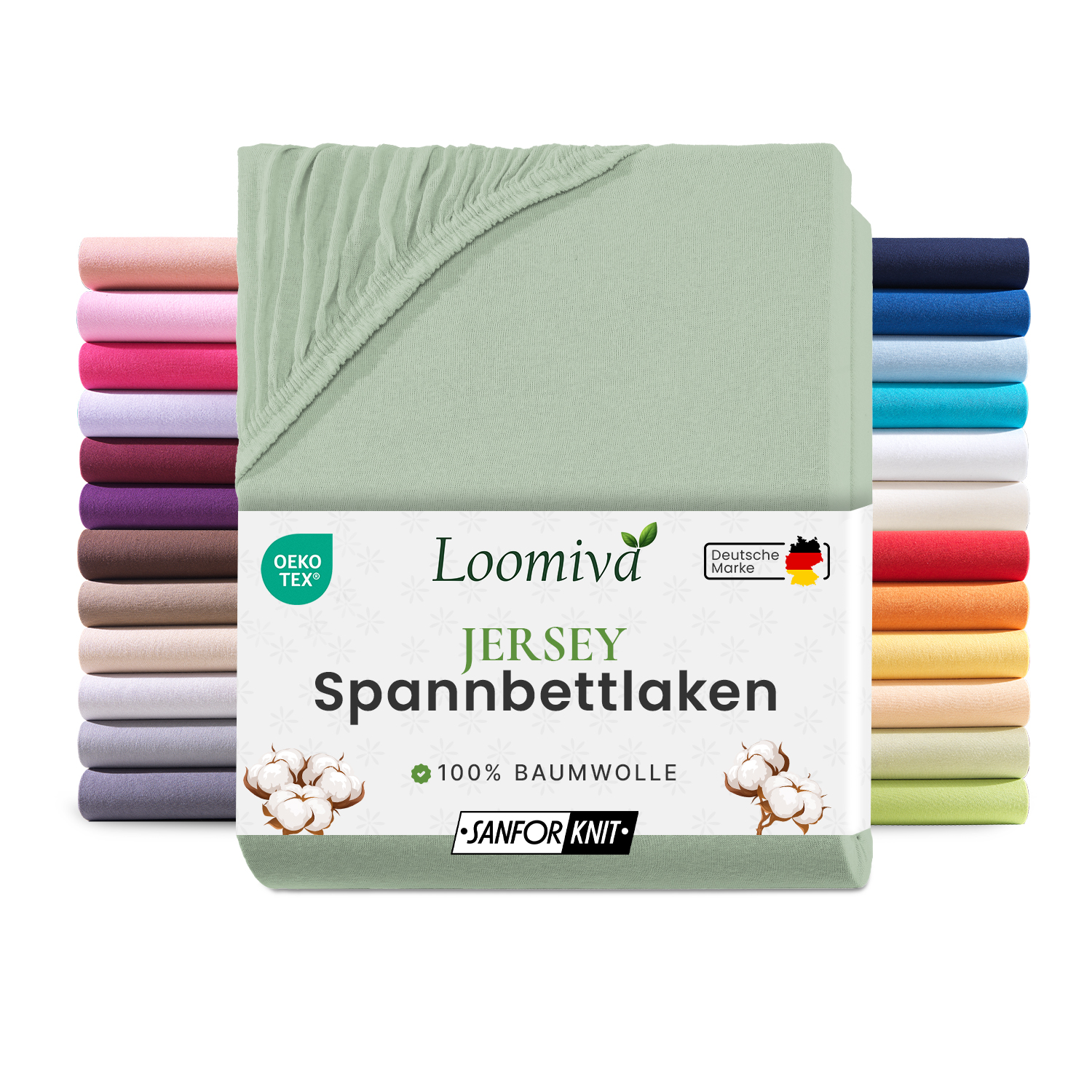 Jersey Spannbettlaken 140gsm in große 180-200x200+30 cm | Eukalyptus Farbe