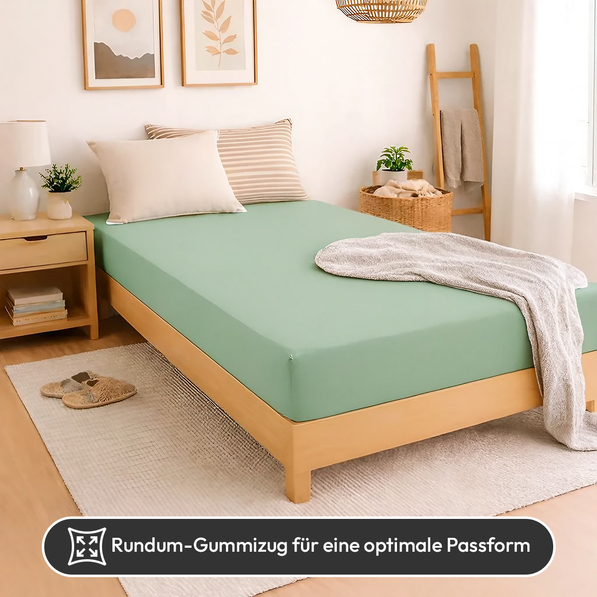 Jersey Spannbettlaken 140gsm in große 180-200x200+30 cm | Eukalyptus Farbe