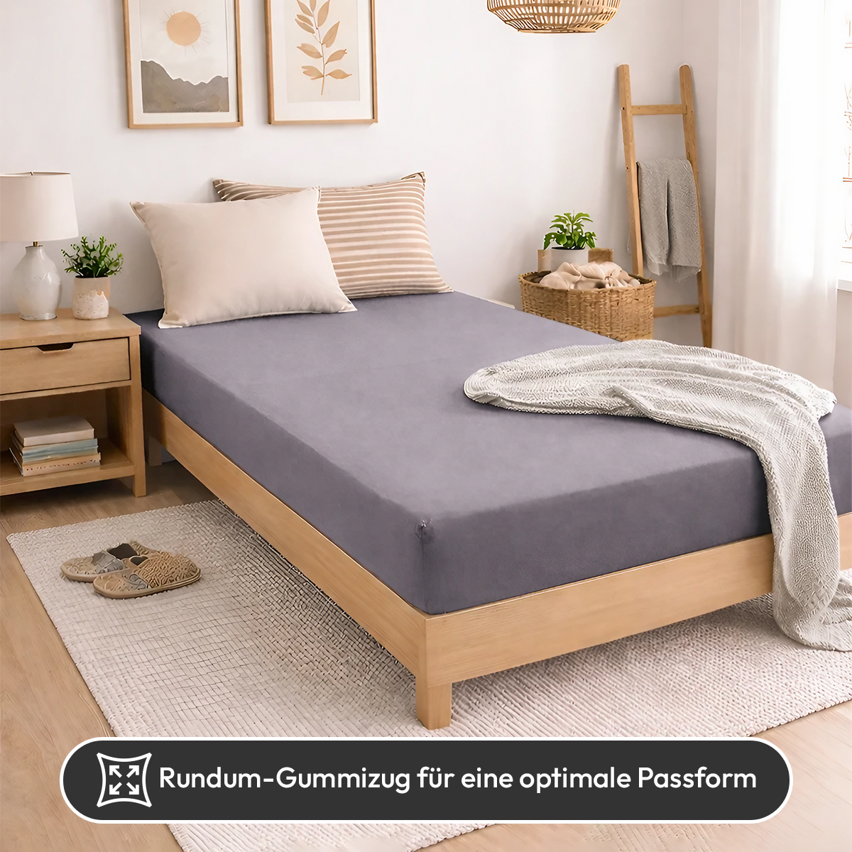 Jersey Spannbettlaken 140gsm in große 180-200x200+30 cm | Grau / Platin Farbe