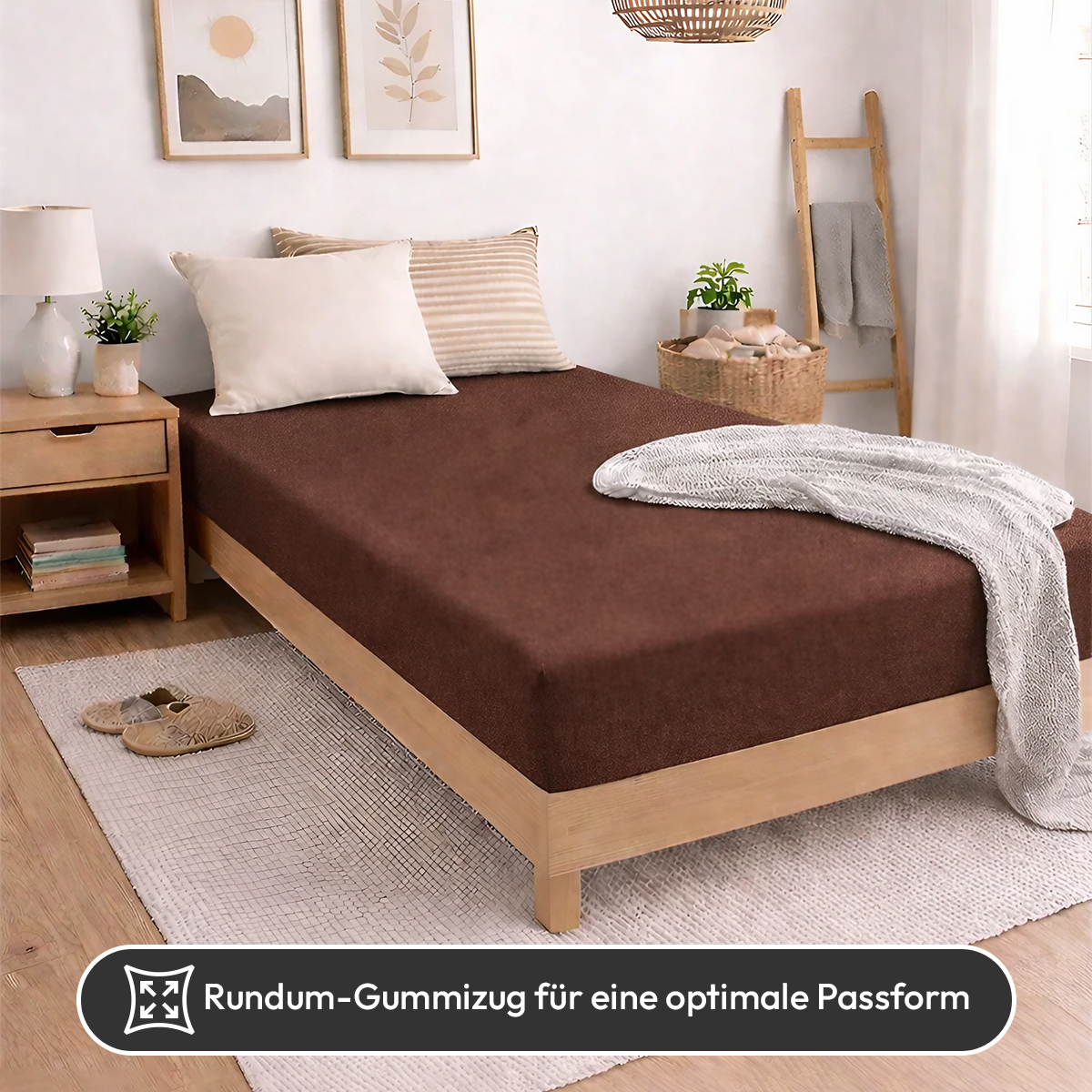 Jersey Spannbettlaken 140gsm in große 180-200x200+30 cm | Schokobraun Farbe