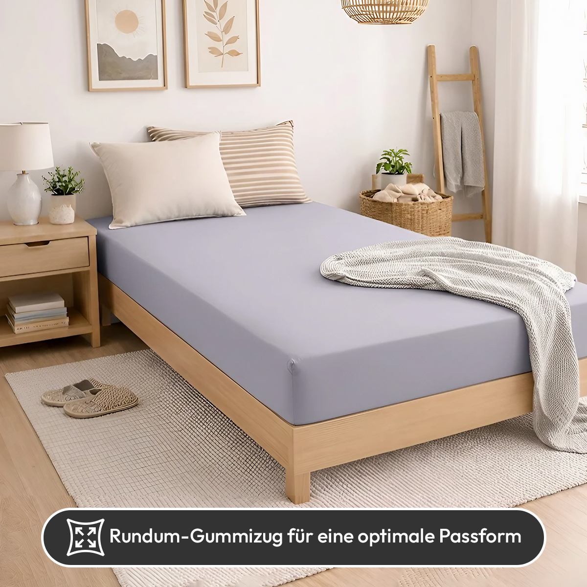 Jersey Spannbettlaken 140gsm in große 180-200x200+30 cm | Silber / Hellgrau Farbe