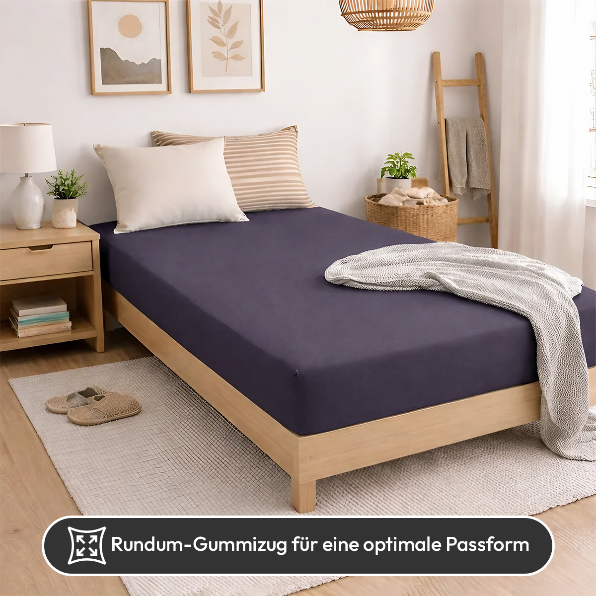 Jersey Spannbettlaken 140gsm in große 180-200x200+30 cm | Anthrazit / Graphit Farbe