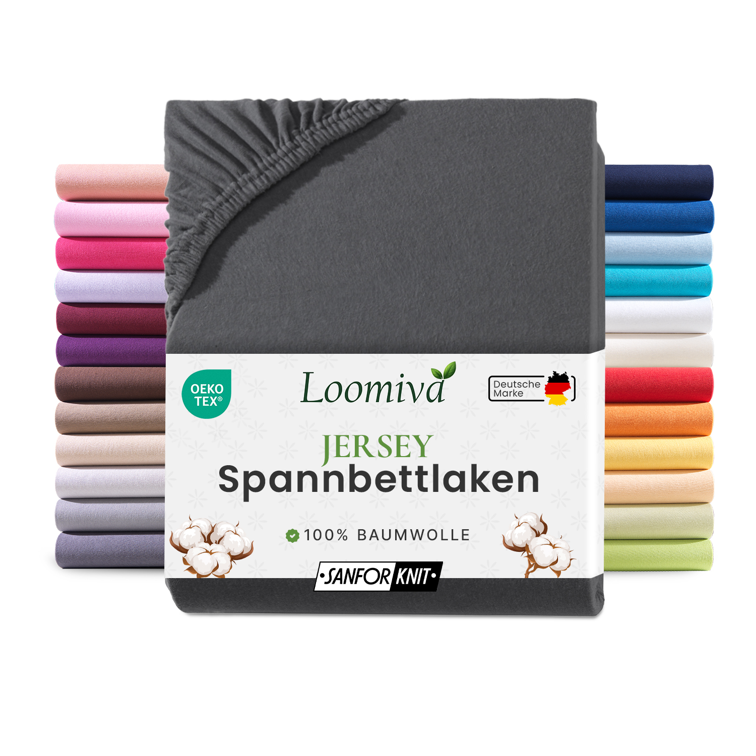 Jersey Spannbettlaken 140gsm in große 180-200x200+30 cm | Anthrazit / Graphit Farbe