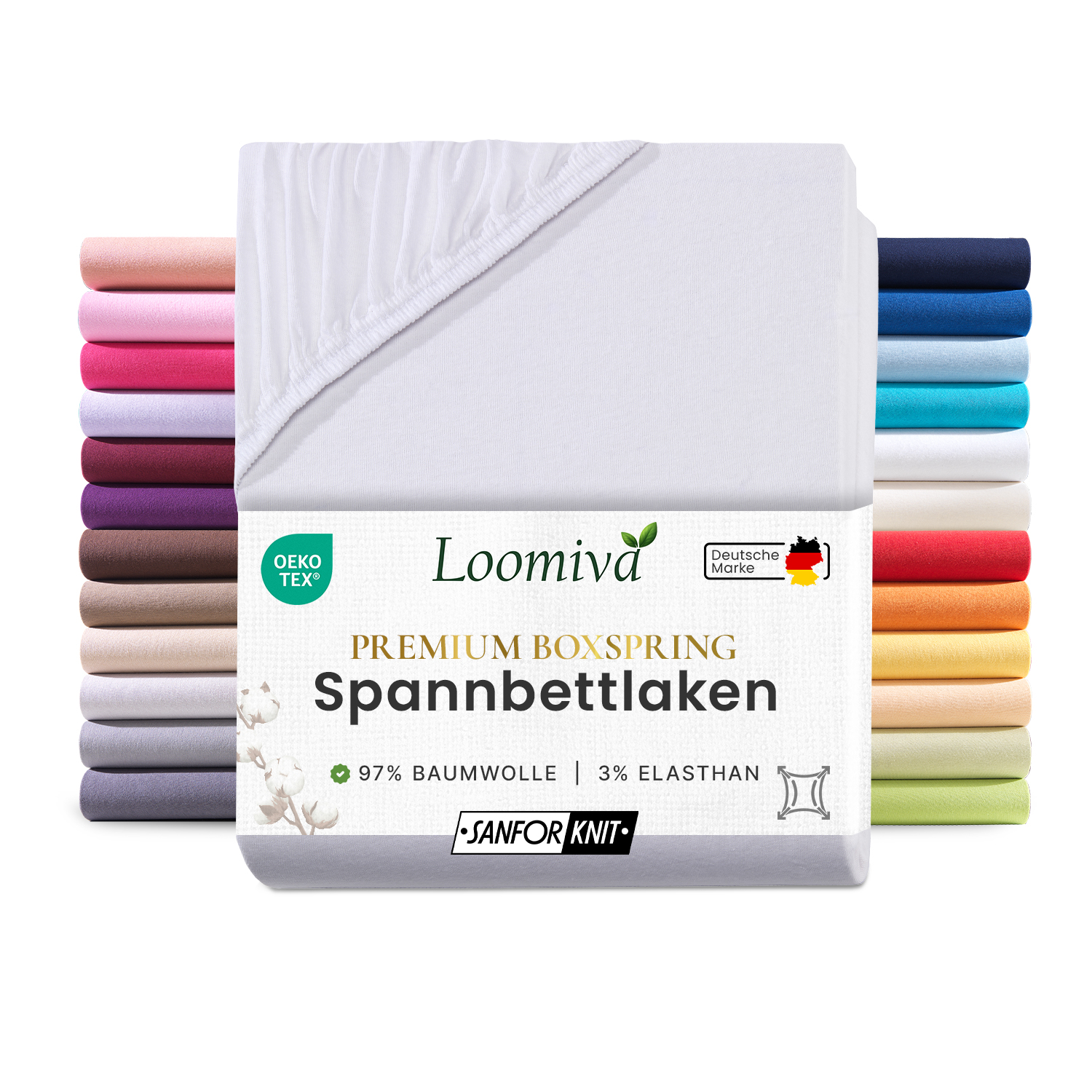 WB/Boxspringbett Spannbettlaken 190gsm in große 180-200x220+40 cm | Weiss Farbe