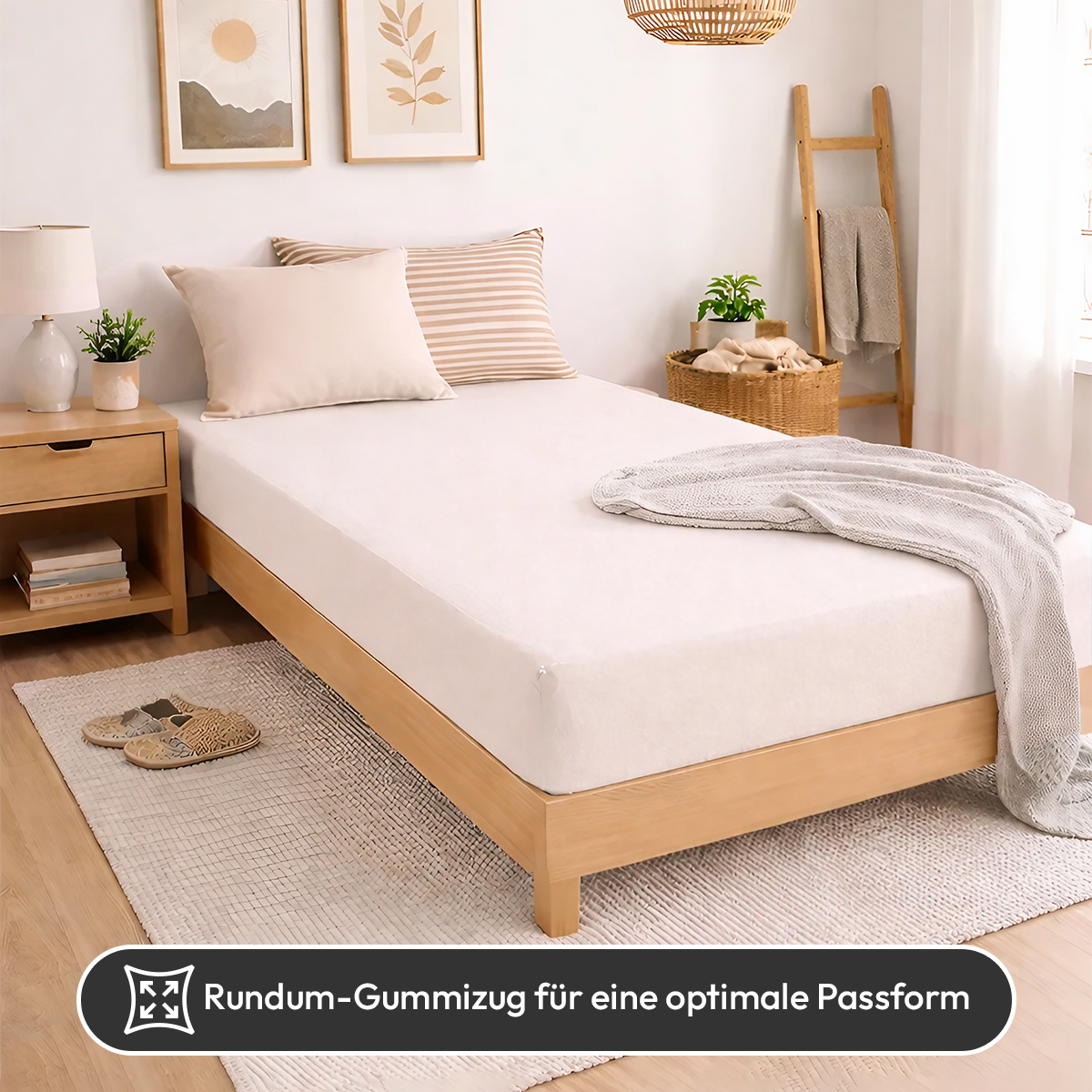 WB/Boxspringbett Spannbettlaken 190gsm in große 180-200x220+40 cm | Natur / Ecru Farbe