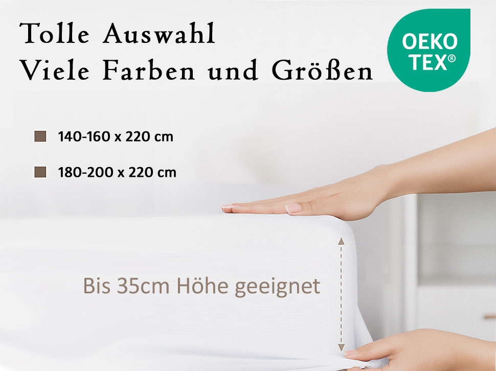 WB/Boxspringbett Spannbettlaken 190gsm in große 180-200x220+40 cm | Natur / Ecru Farbe