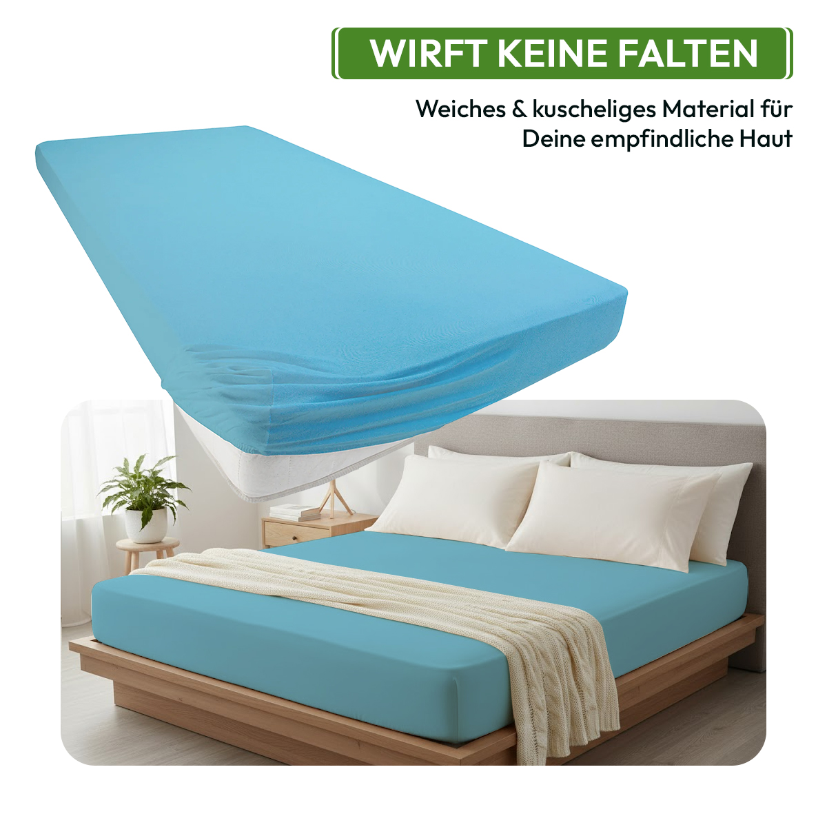 WB/Boxspringbett Spannbettlaken 190gsm in große 180-200x220+40 cm | Tuerkis Farbe
